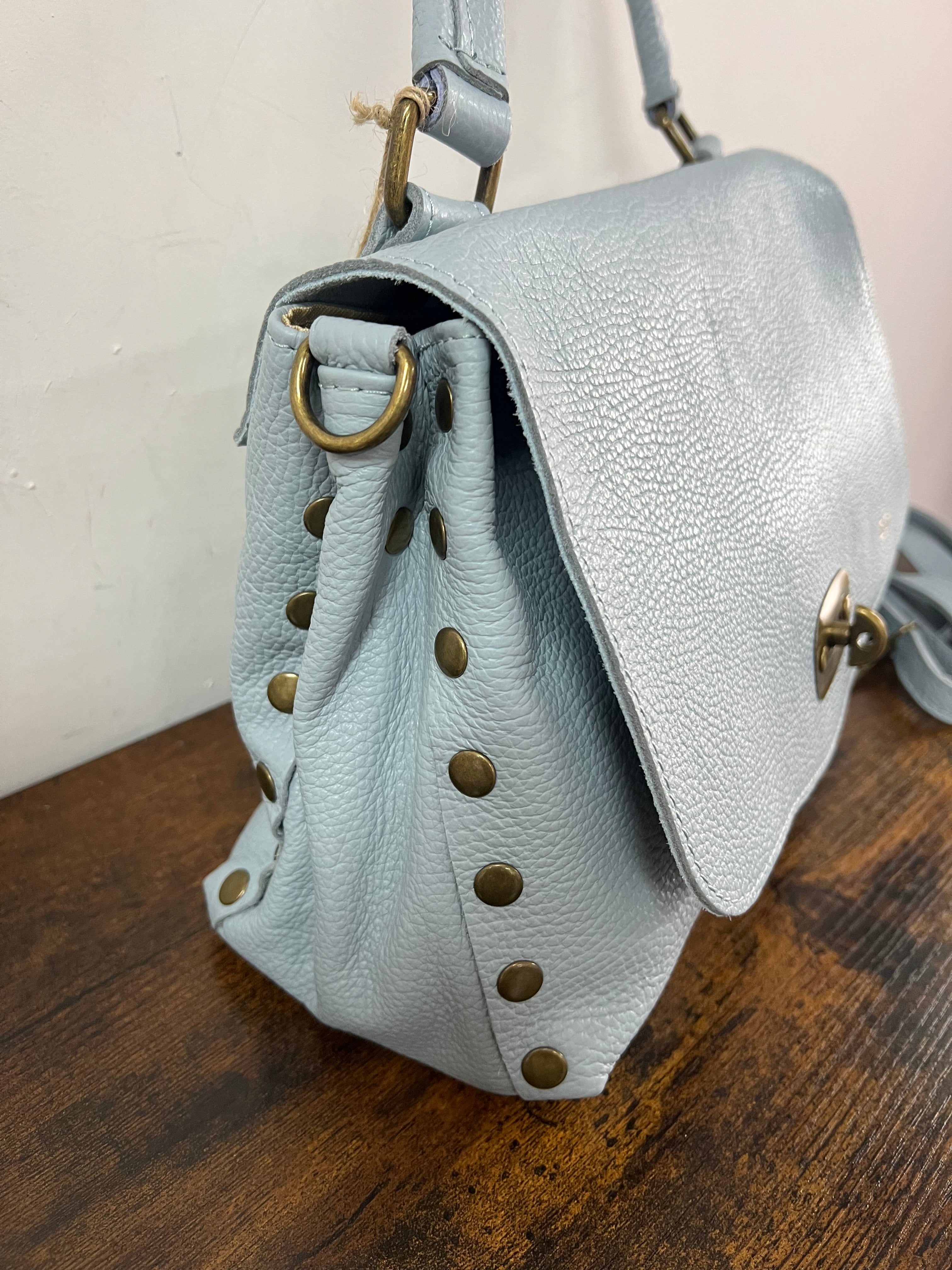 Country bag monocolore z media celeste