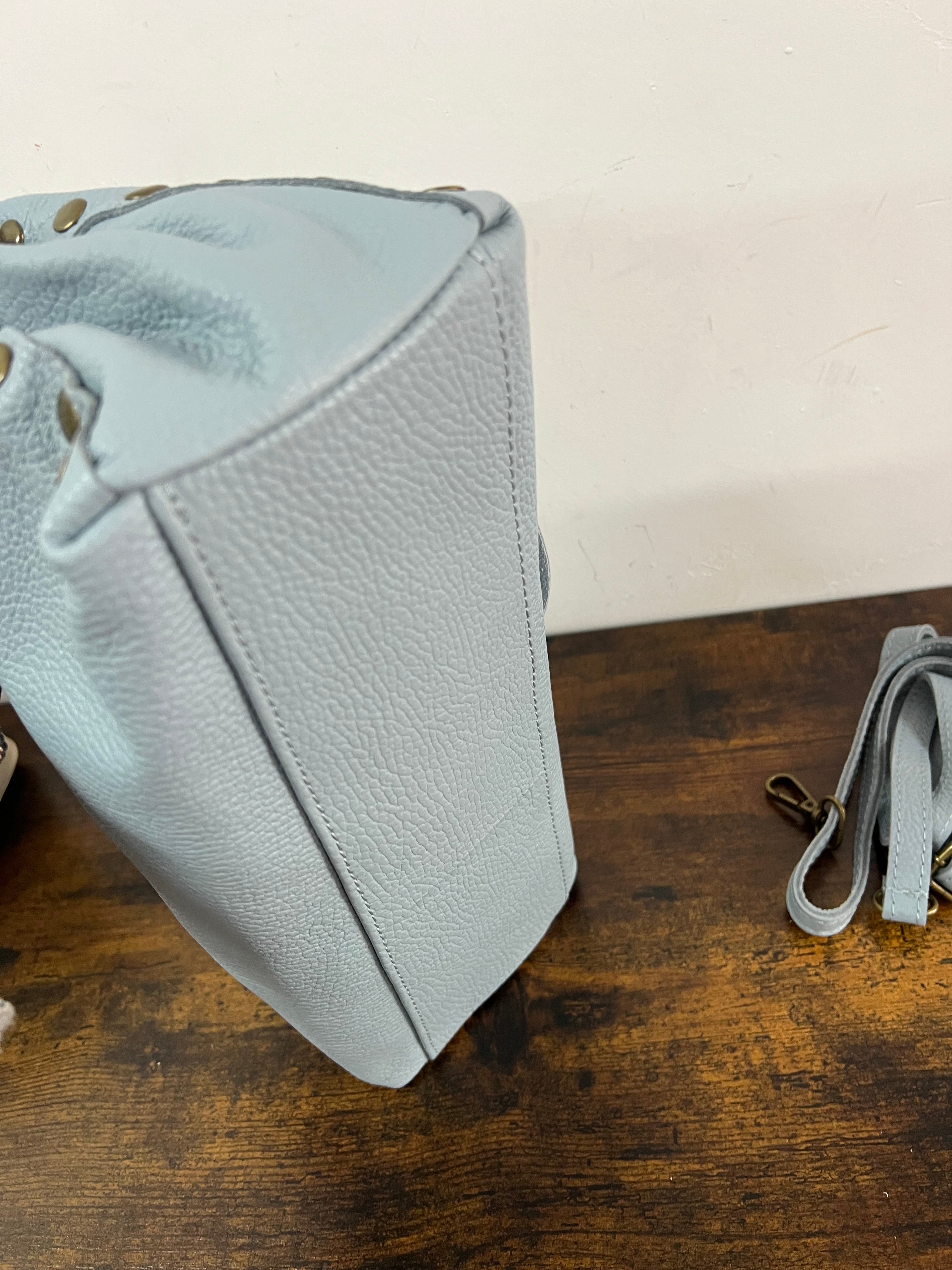 Country bag monocolore z media celeste