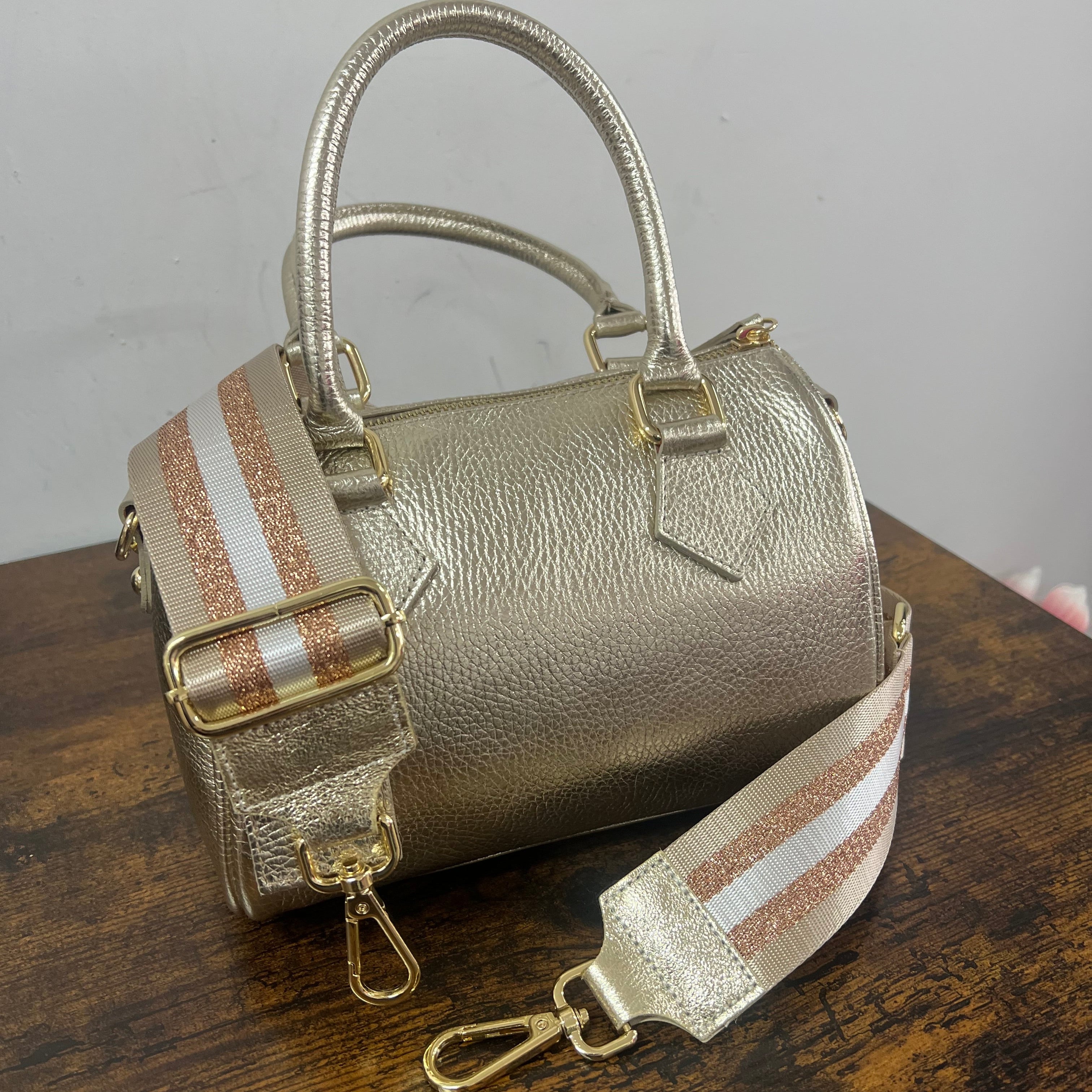 Tracolla righe oro