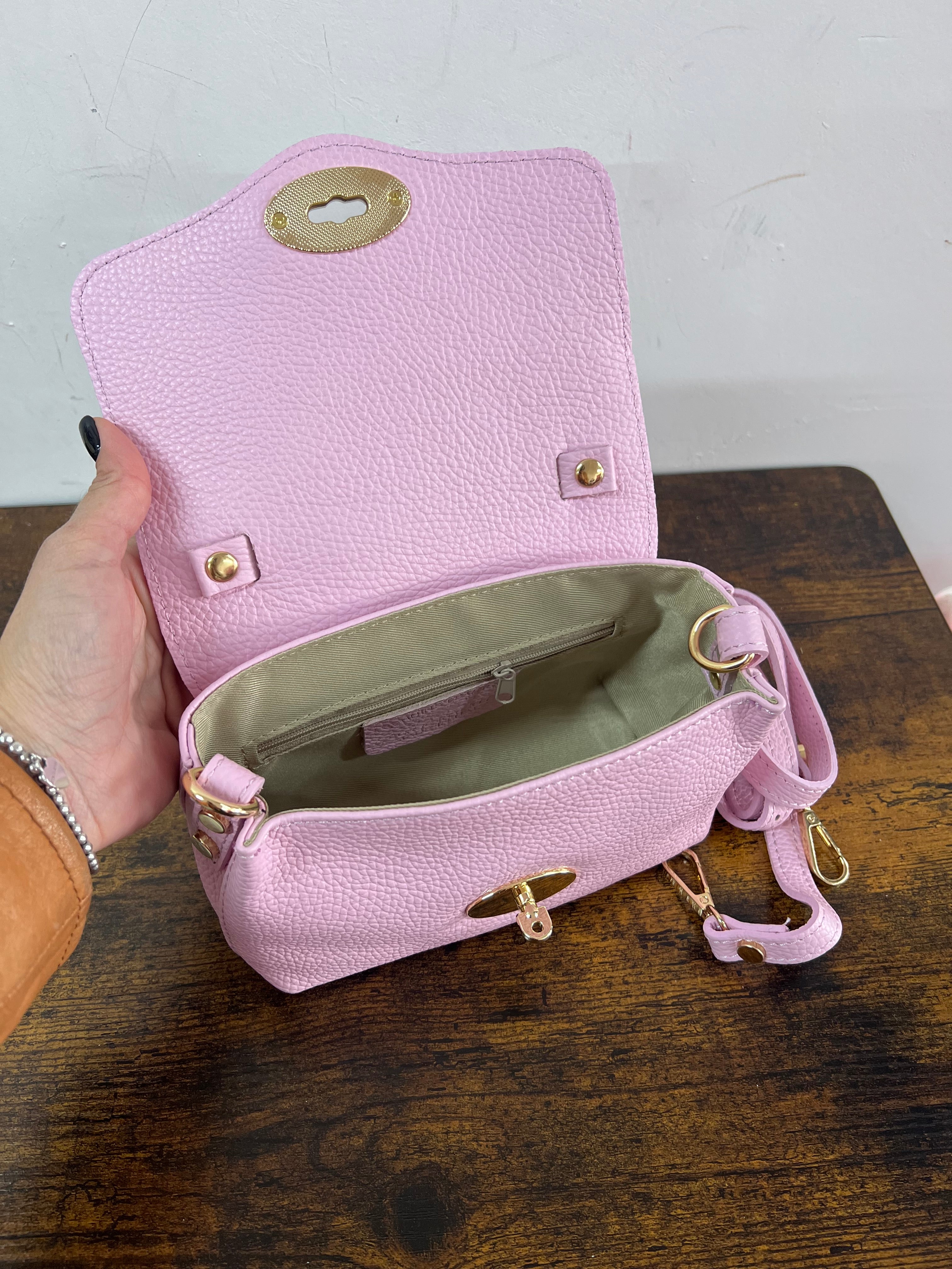 Country bag monocolore z pocket rosa tenue