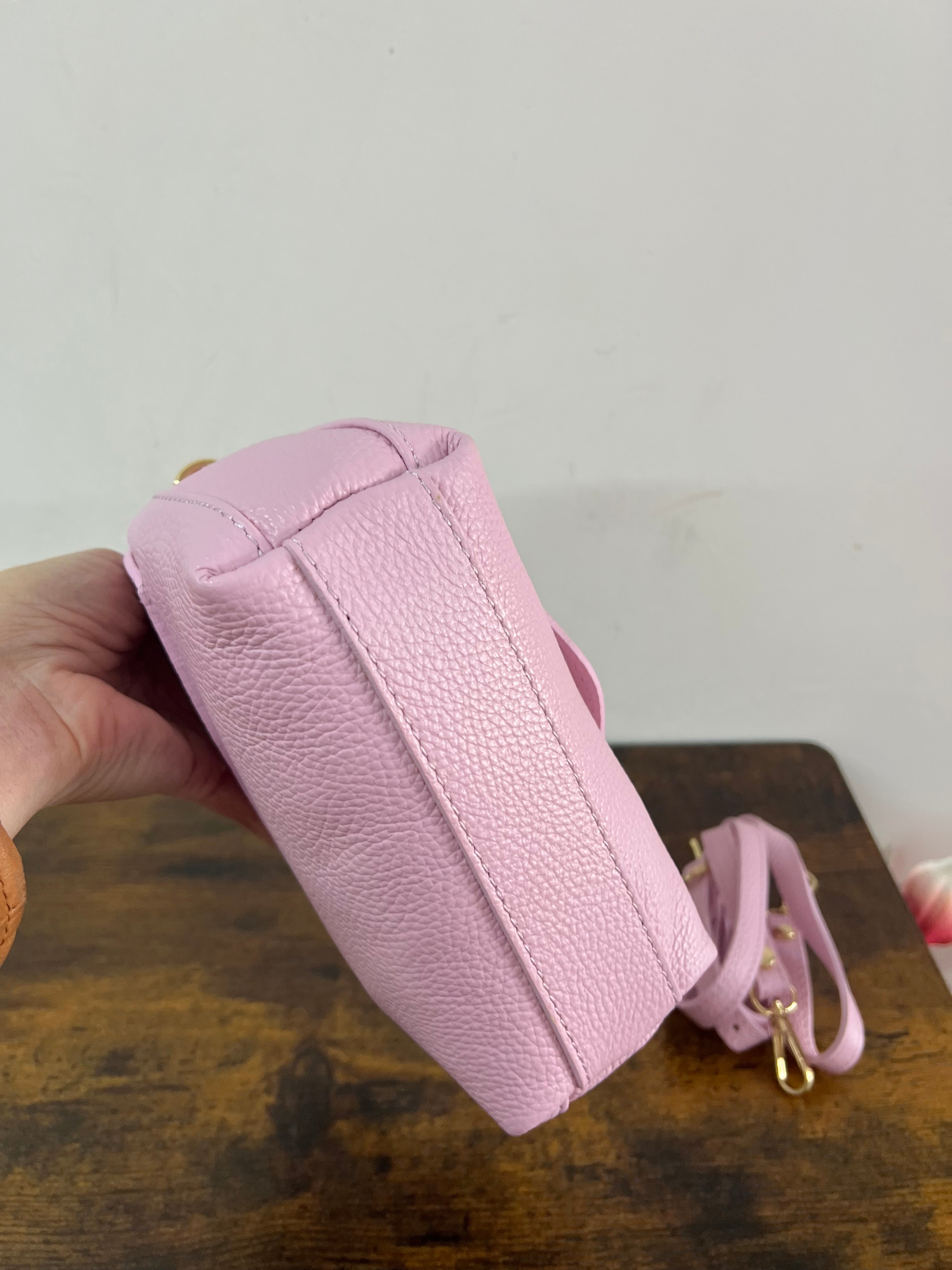 Country bag monocolore z pocket rosa tenue