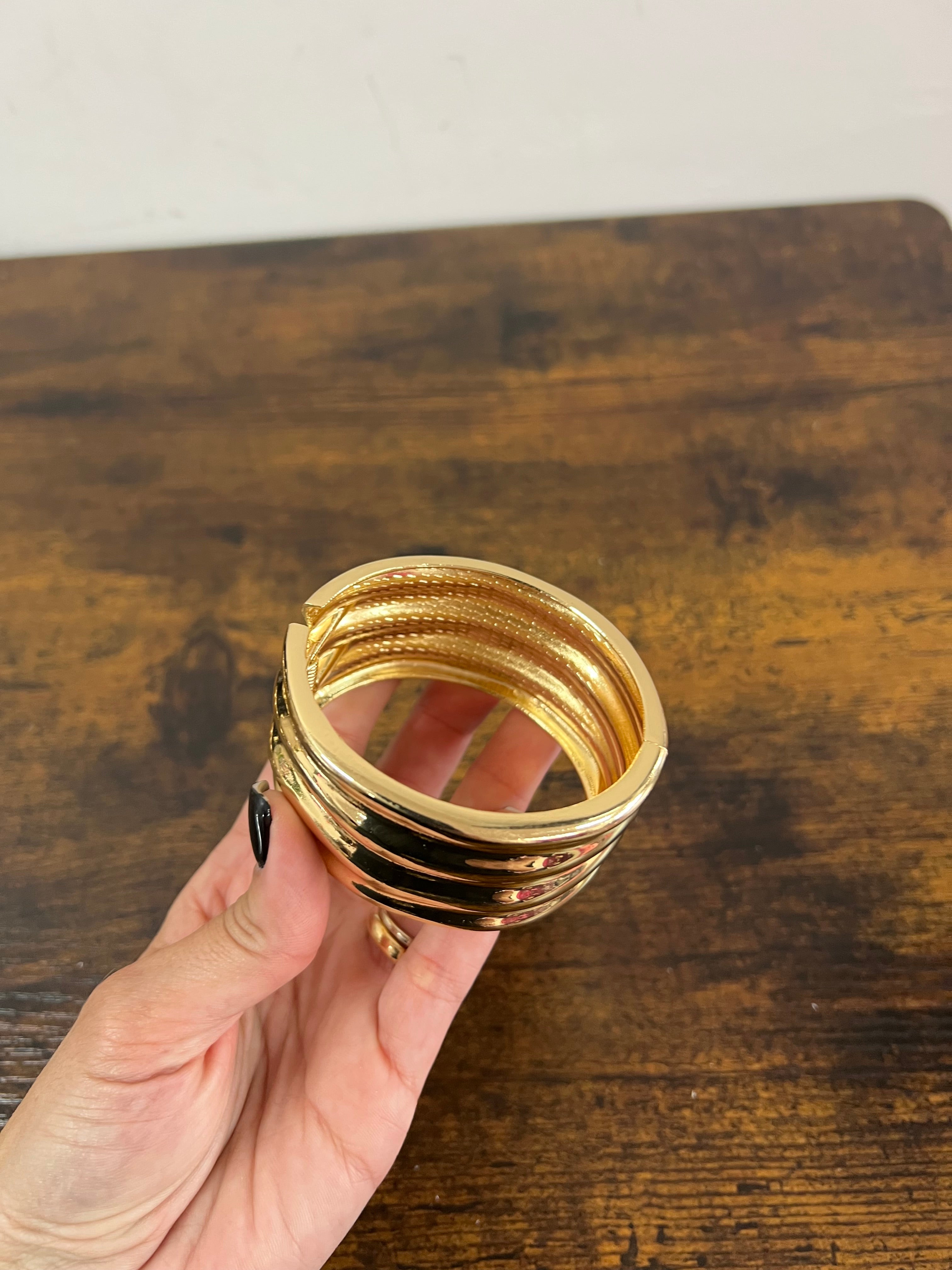 Bracciale rigido 3 onde dorato