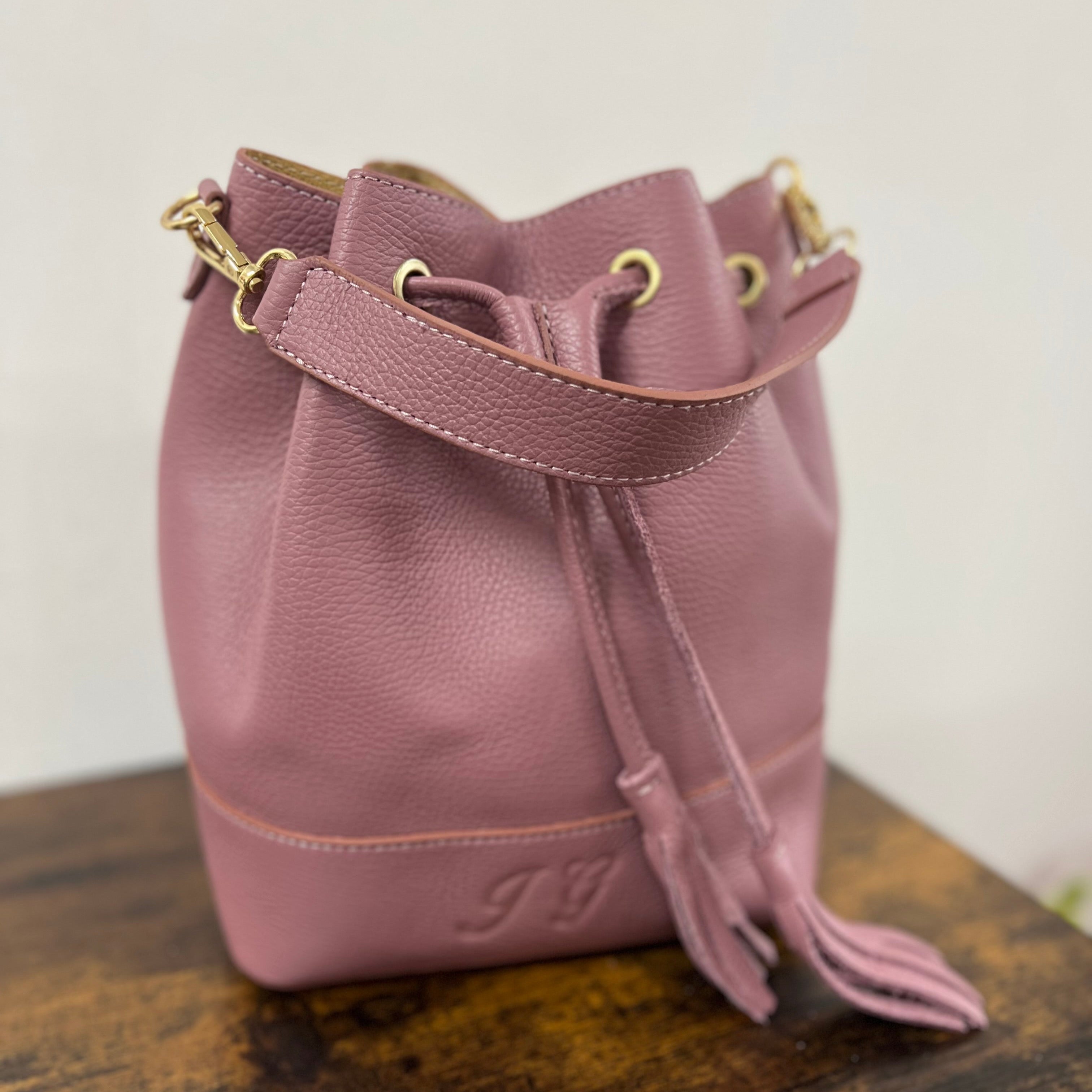 Sacchetto frange maxi rosa antico