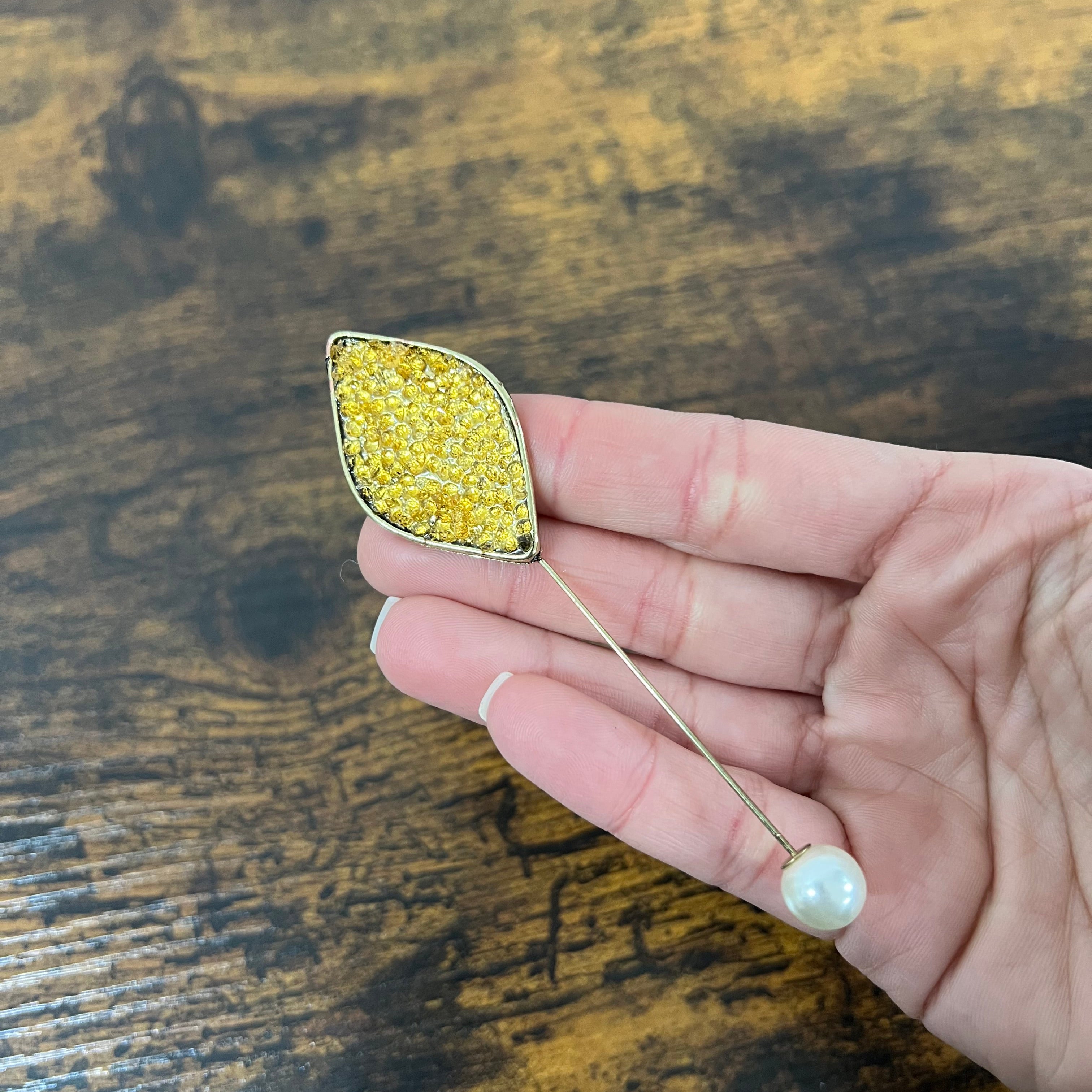 Spilla foglia e perla oro