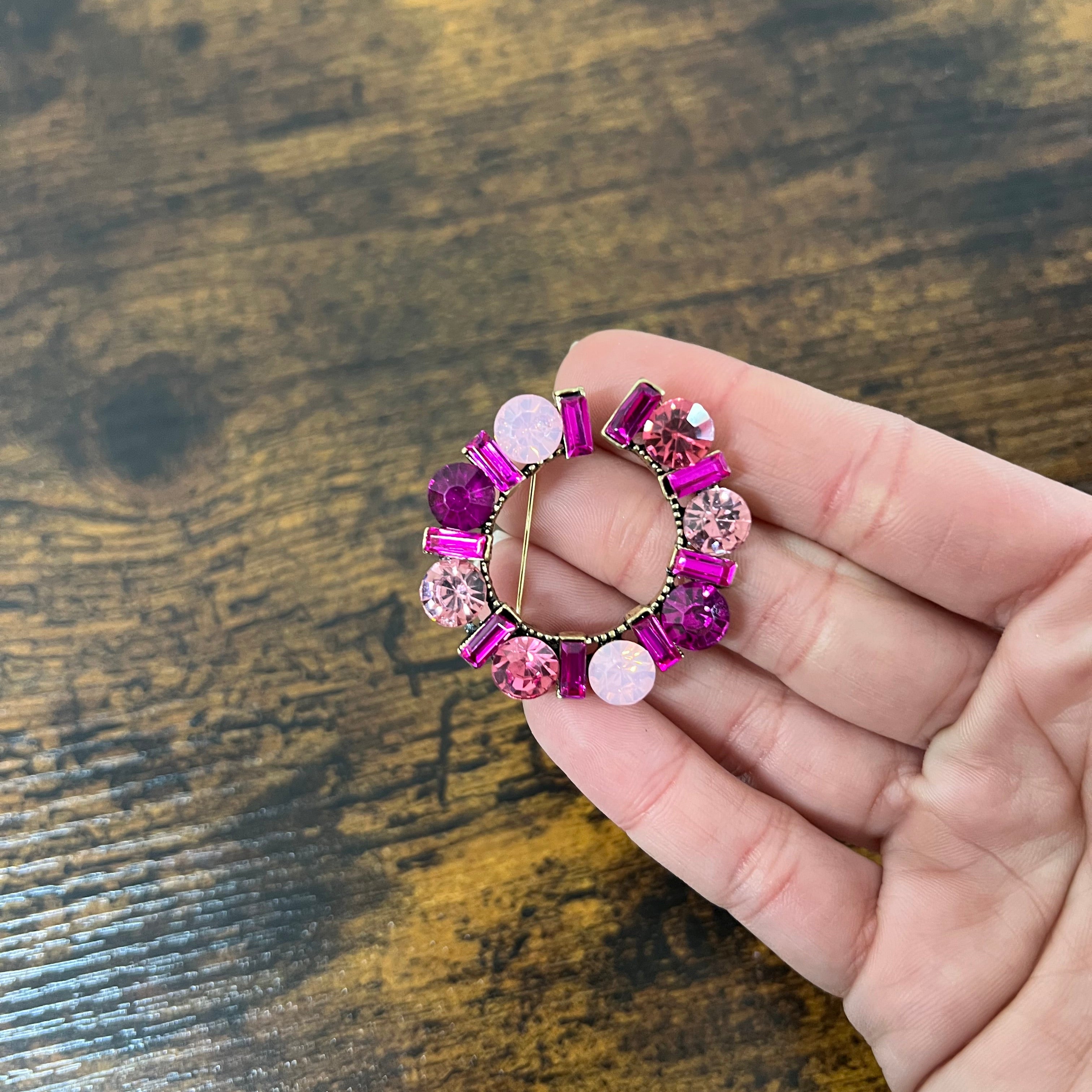 Spilla cerchio strass fucsia