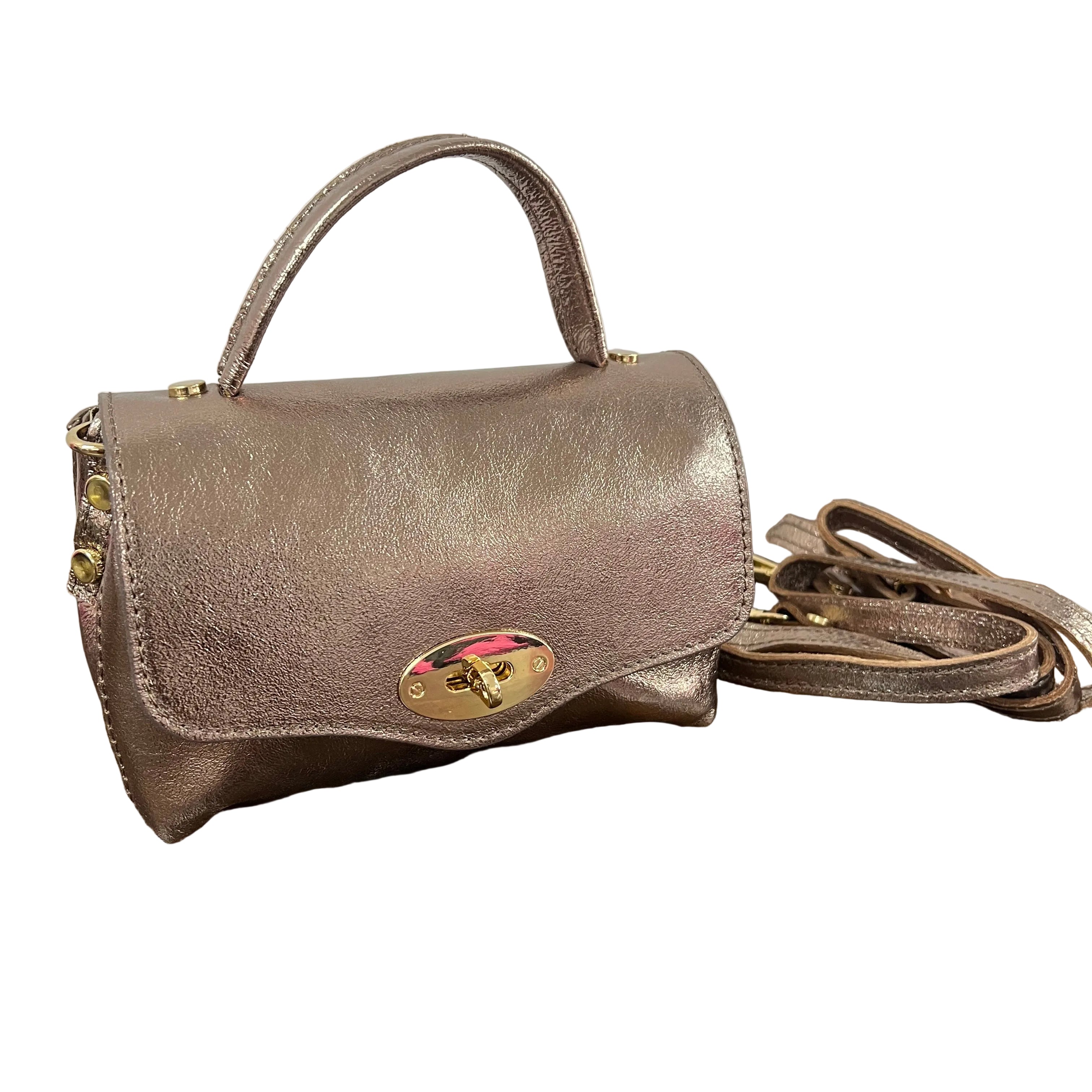 Country bag monocolore z pocket bronzo