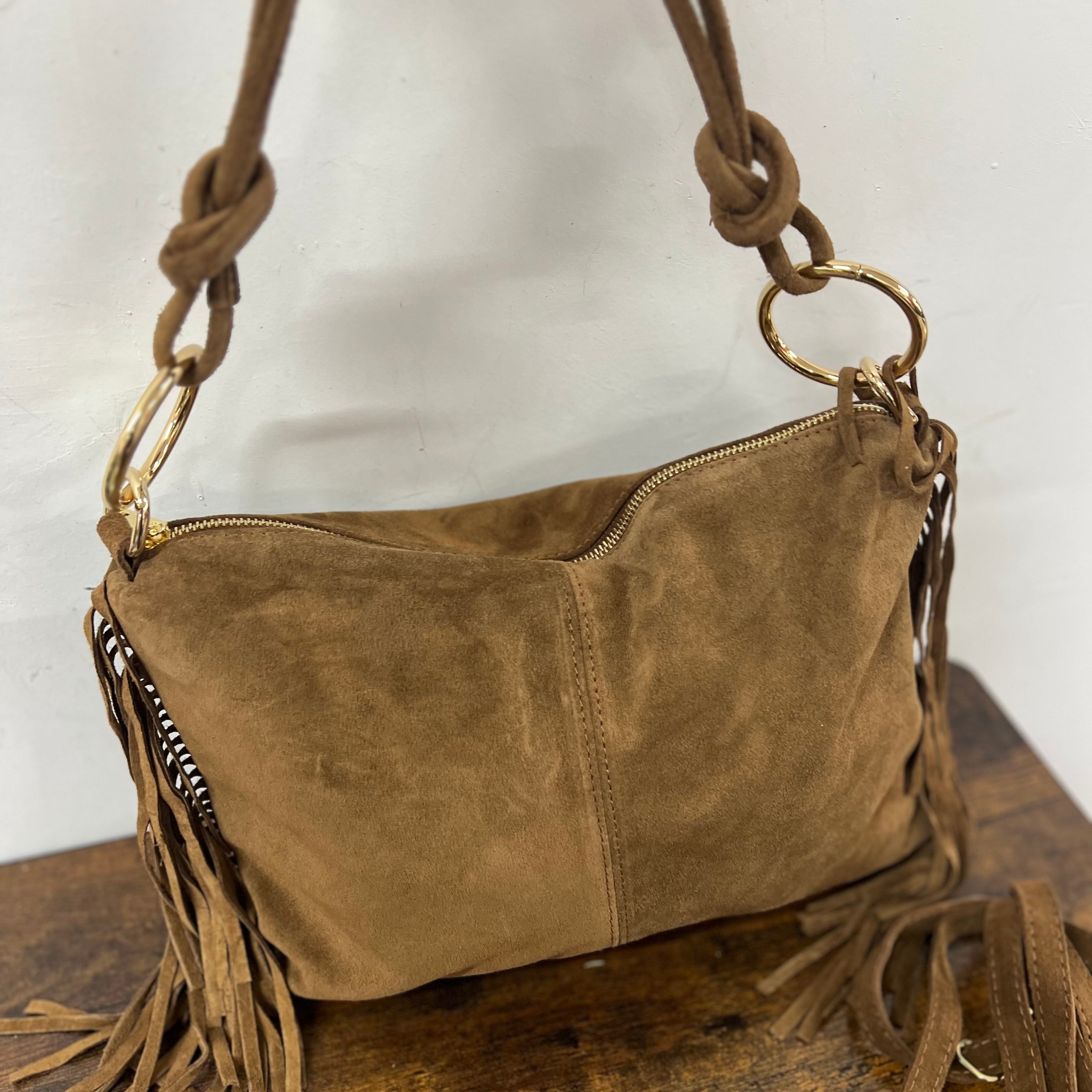 Ariel pelle suede cuoio scuro