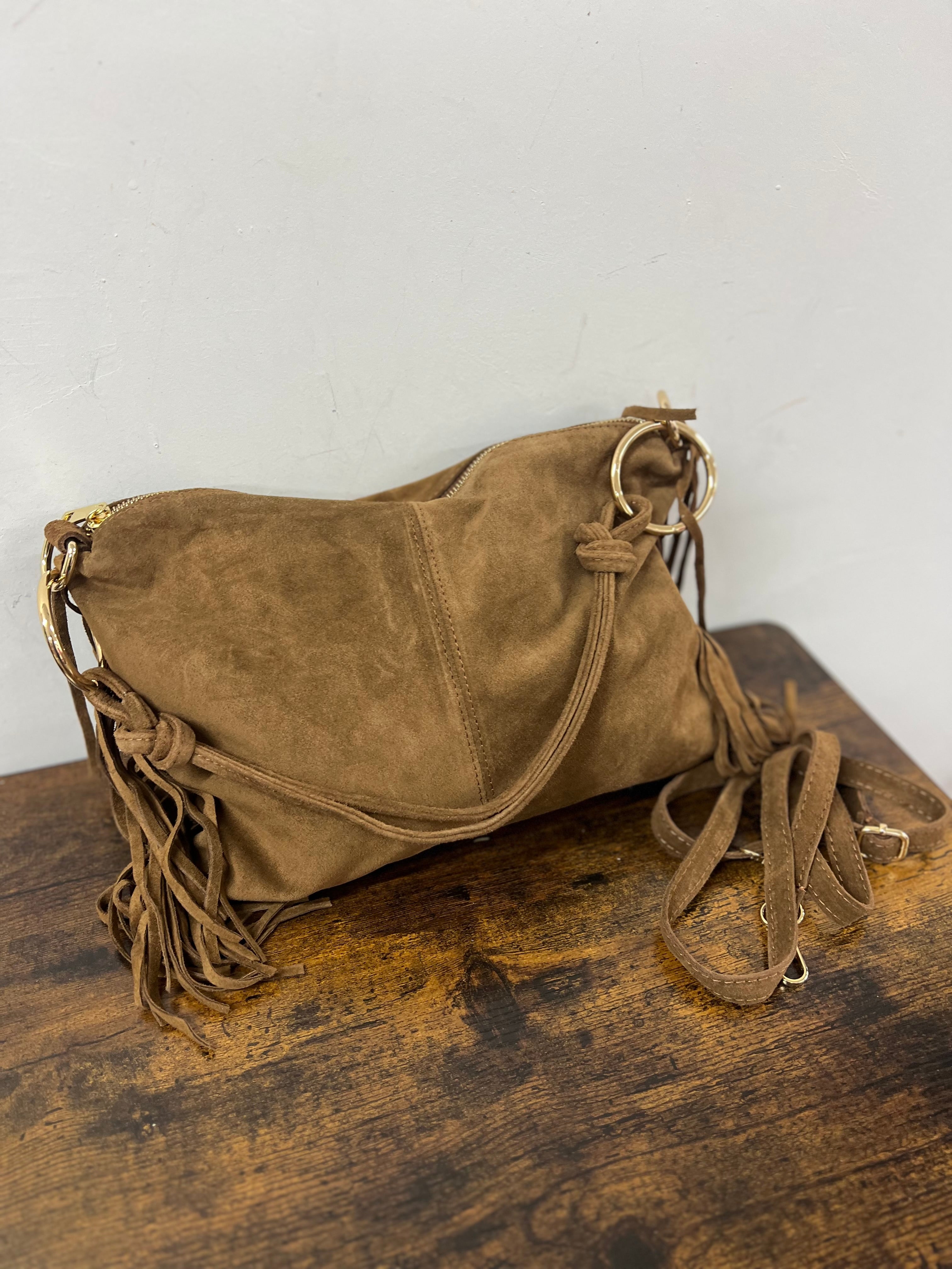 Ariel pelle suede cuoio scuro