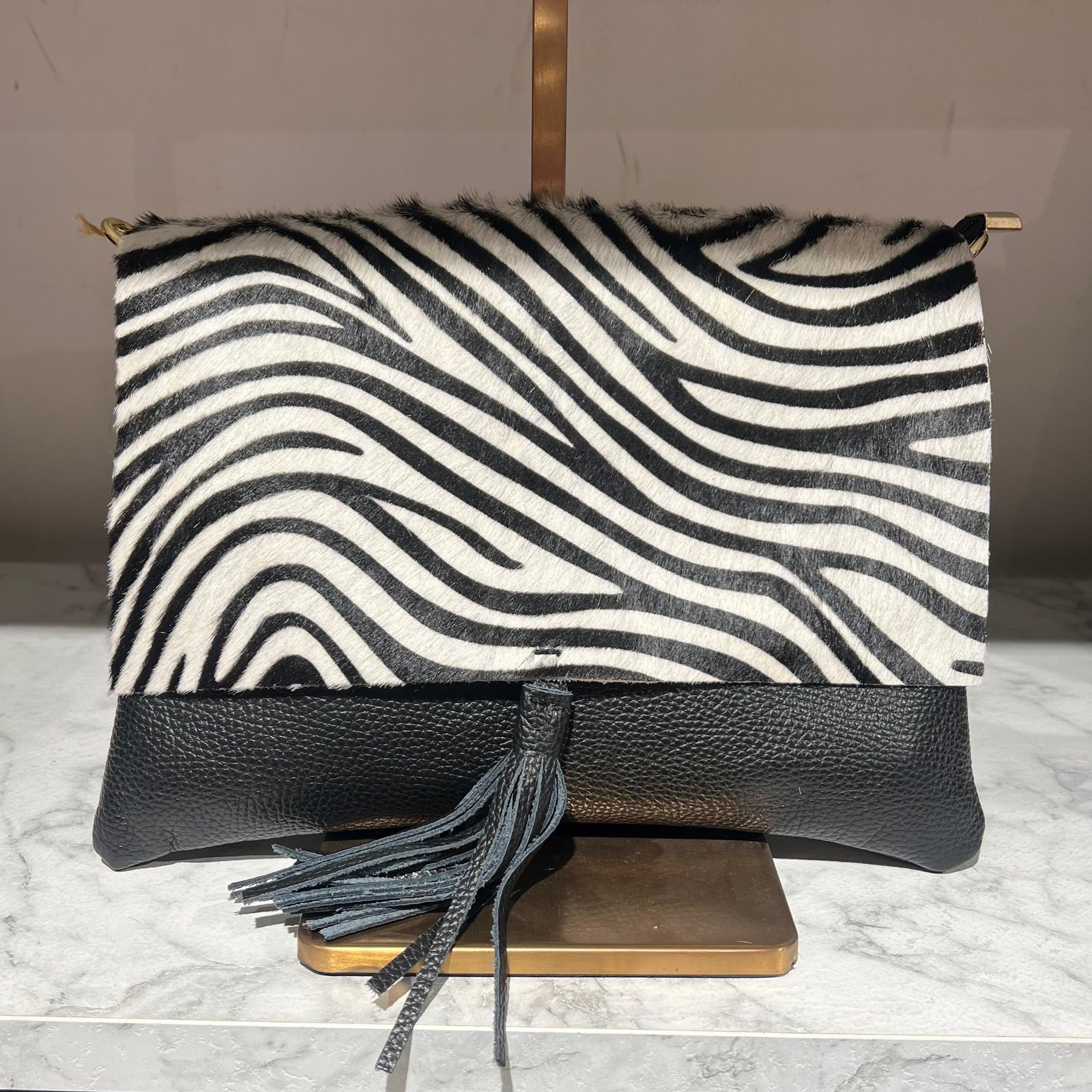 Pochette cavallino zeb bianco e nero