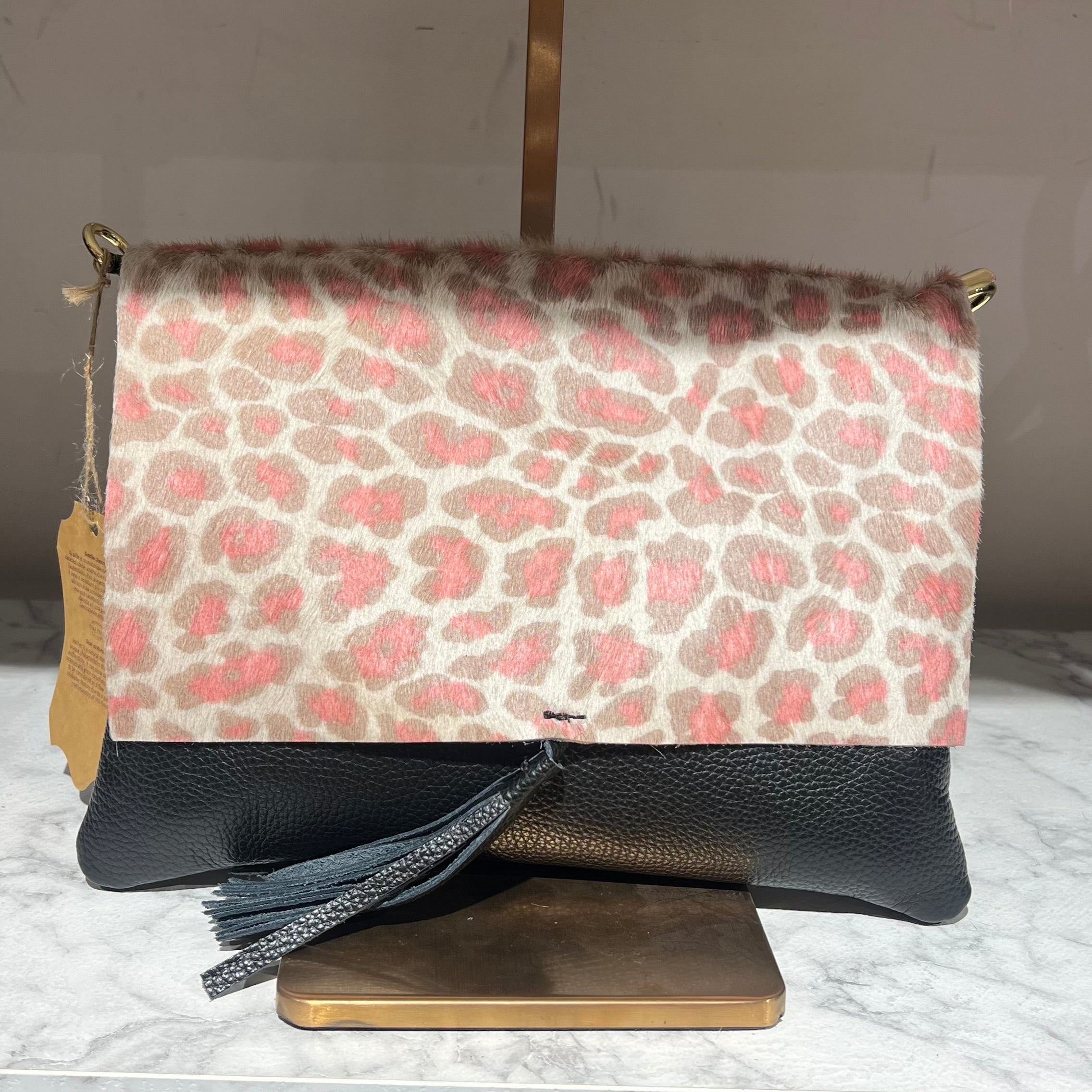 Pochette cavallino mac rosa e panna