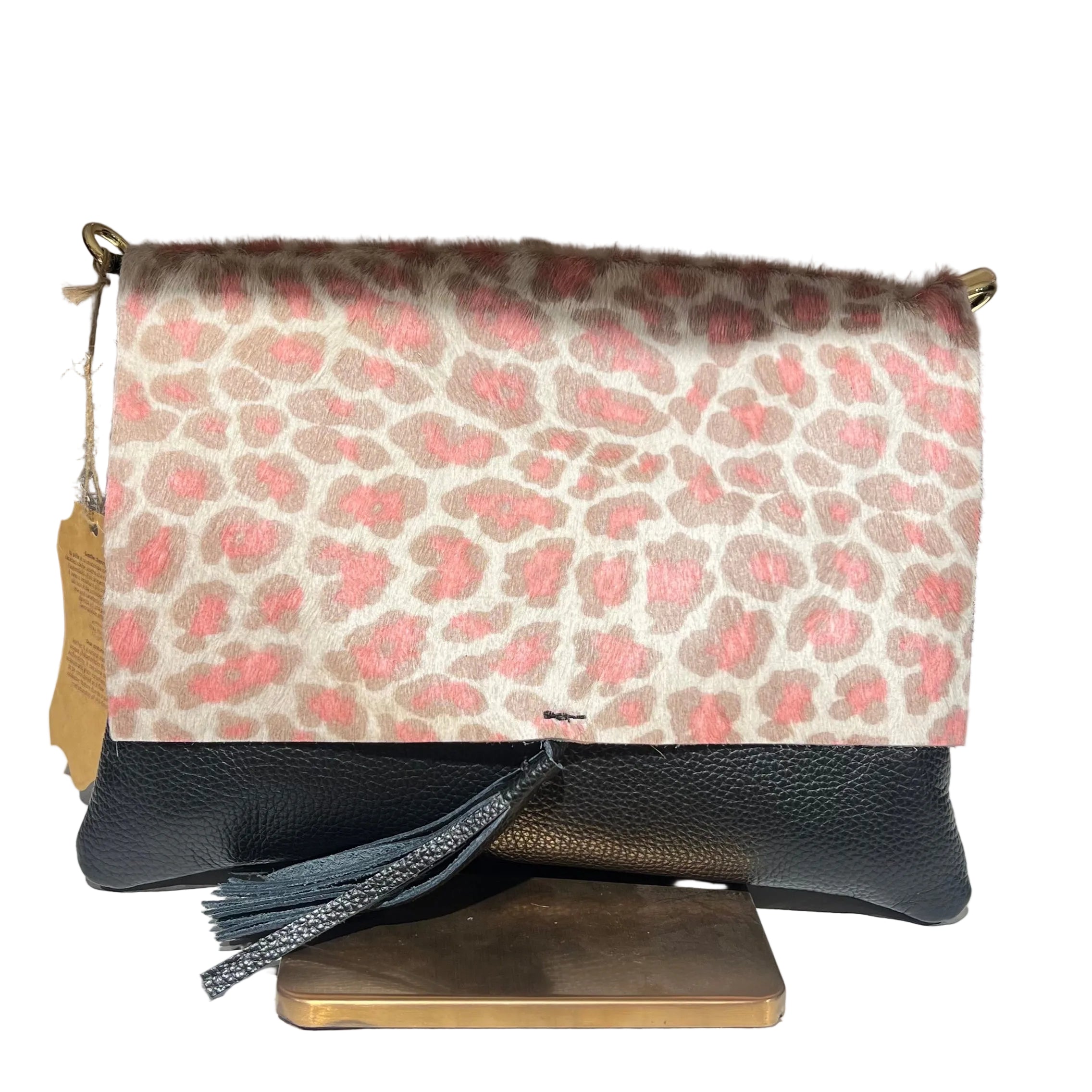 Pochette cavallino mac rosa e panna