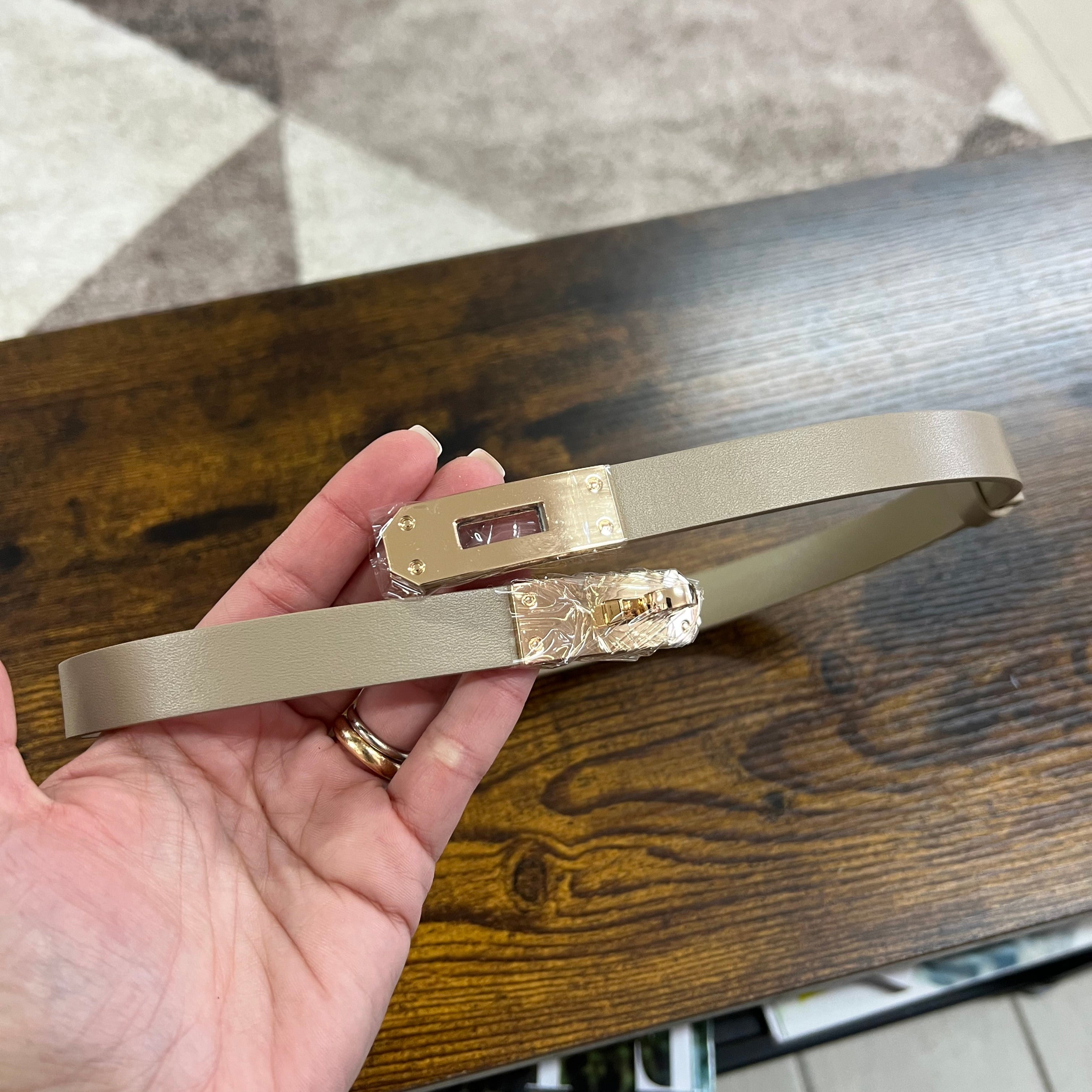 Cintura senza buchi tortora pelle liscia