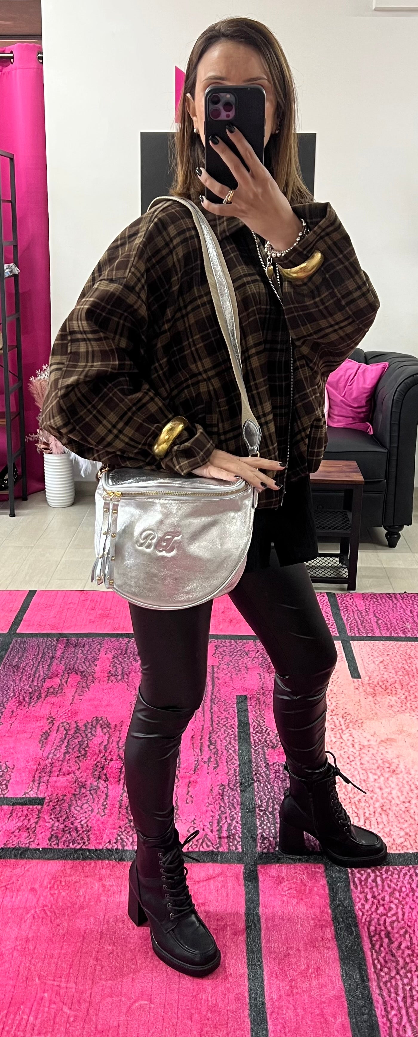 Silver bum bag