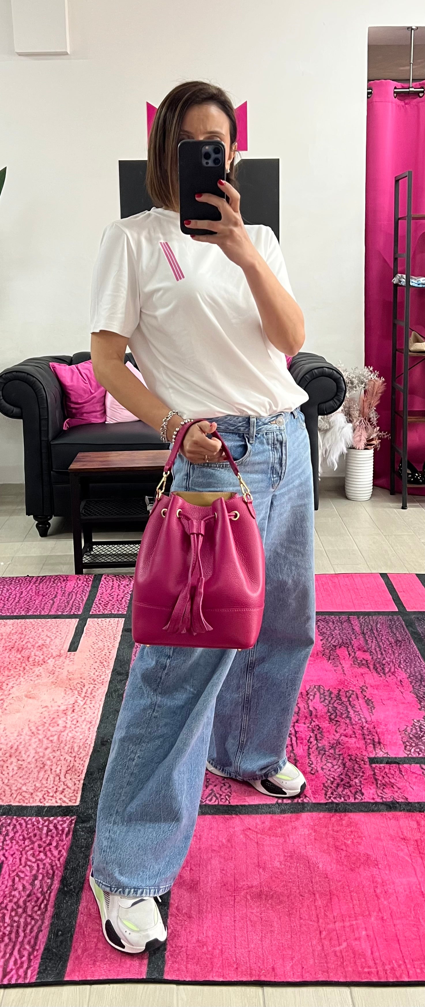 Sacchetto frange maxi fucsia