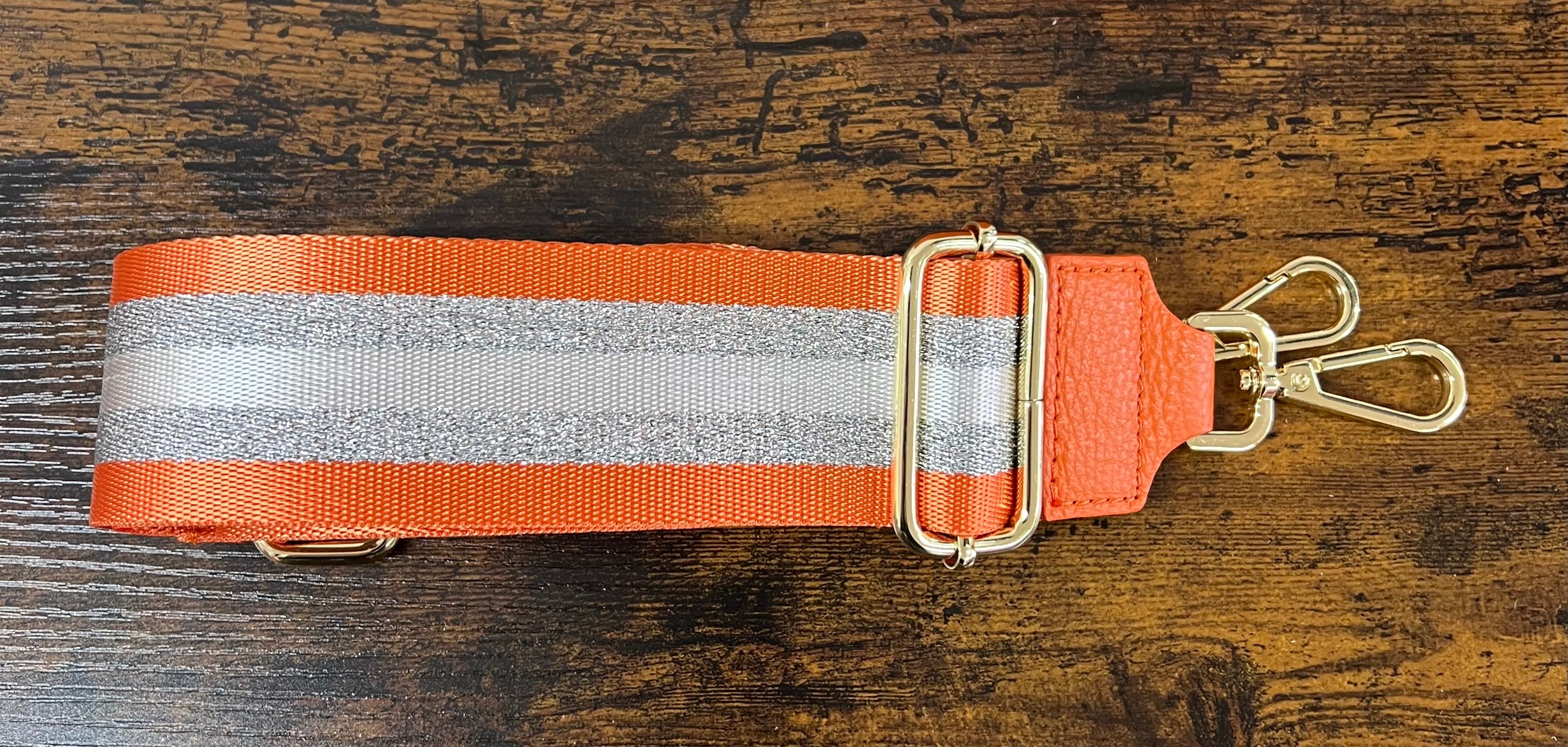 Tracolla righe arancio e argento