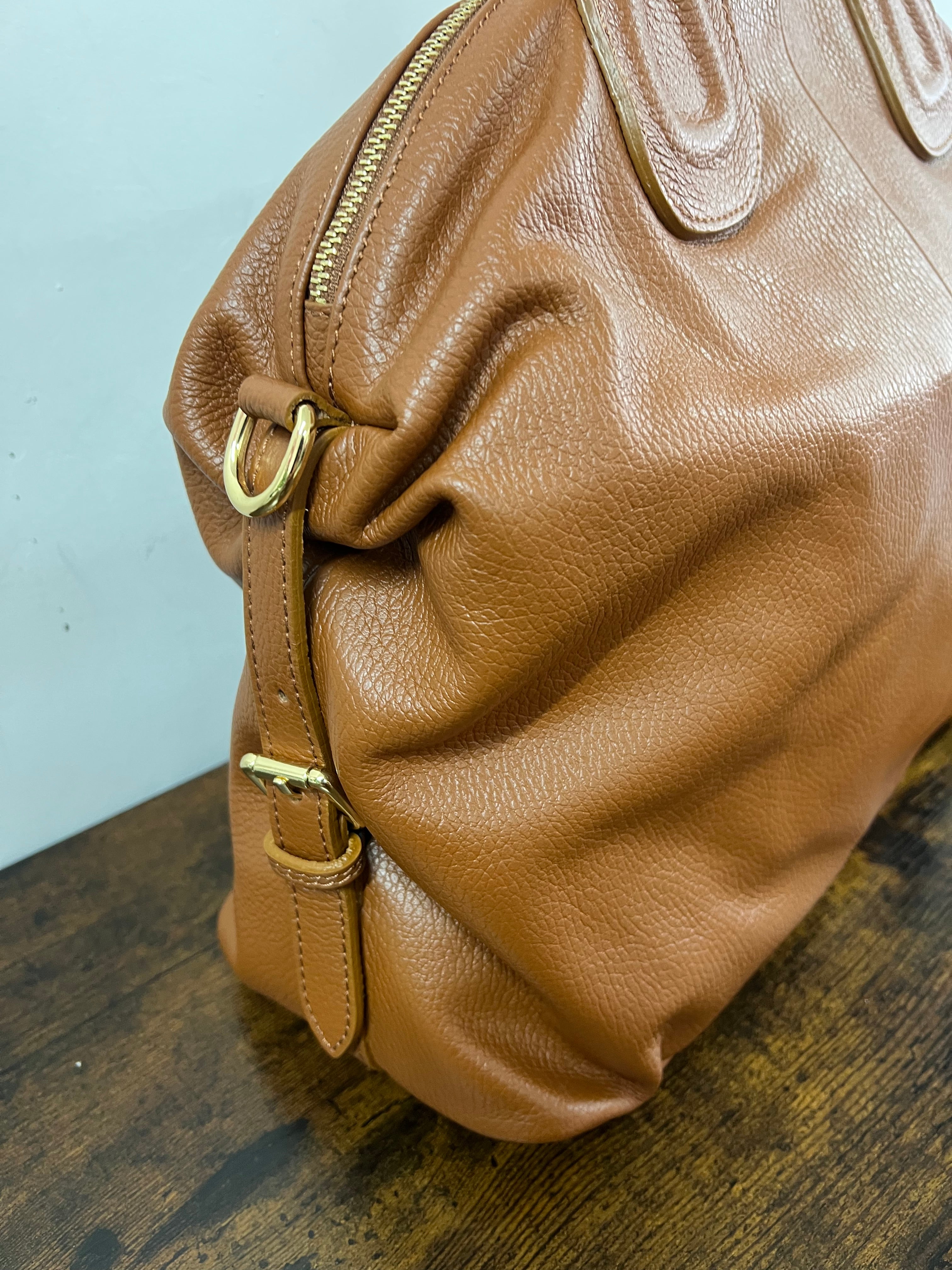 Tote bag Cassandra cuoio scuro e trac rin