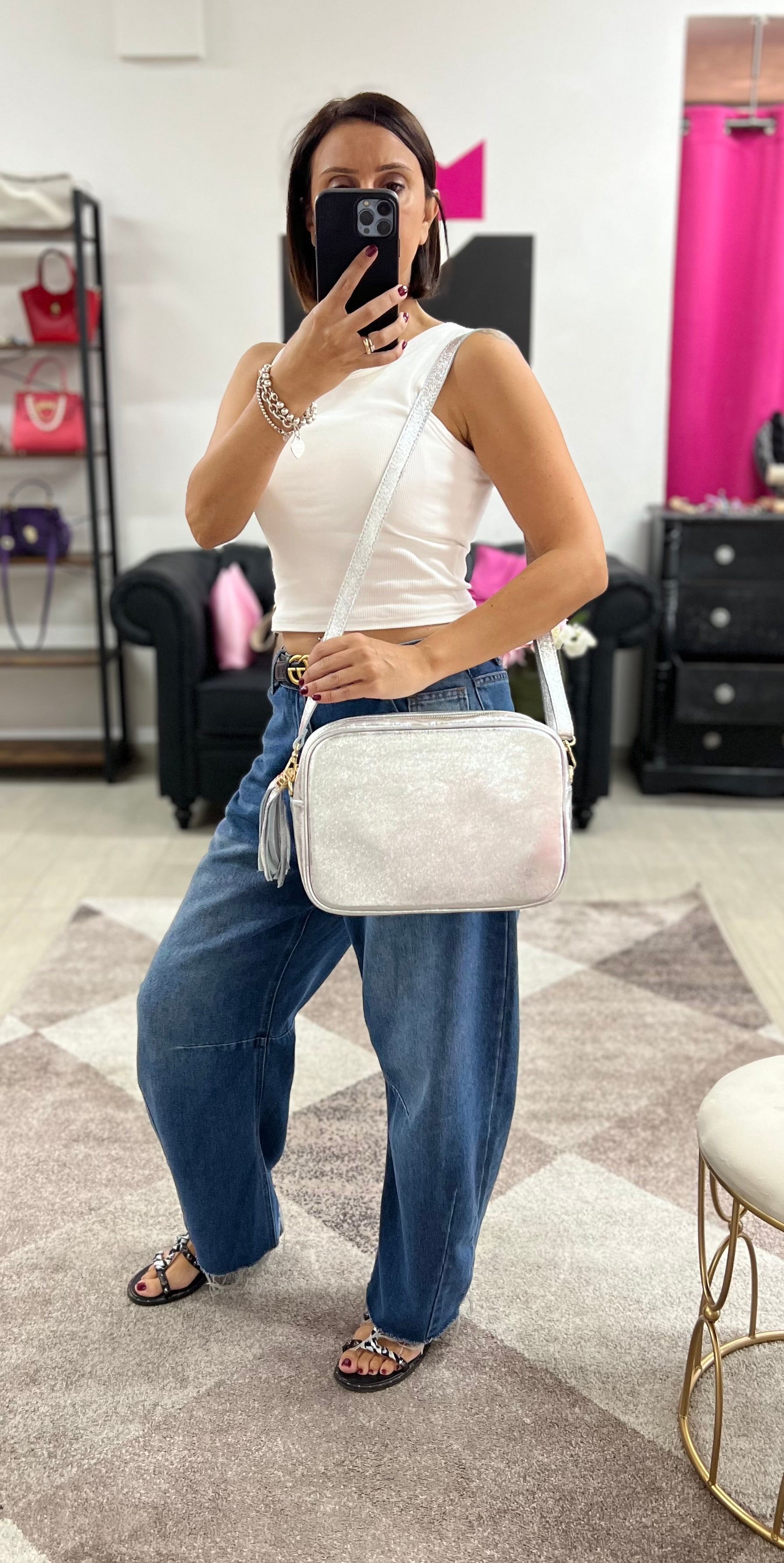 Mega silver camera bag