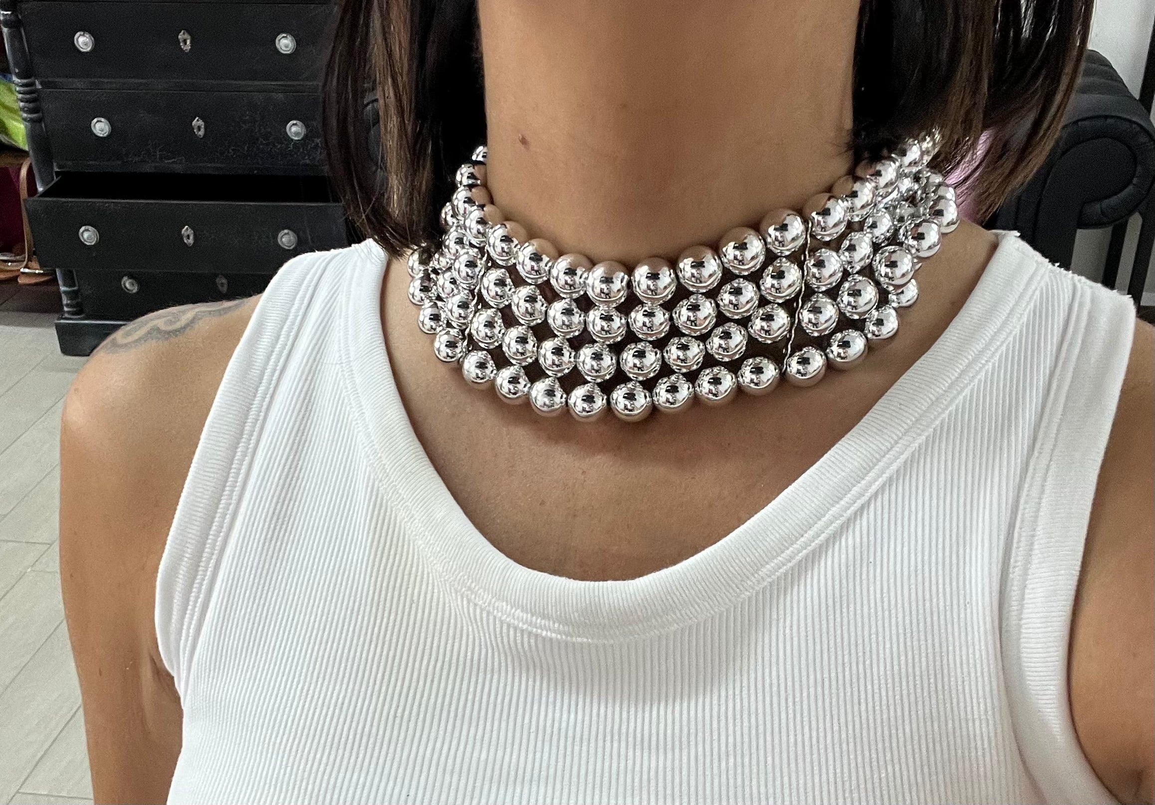 Chocker perle argento