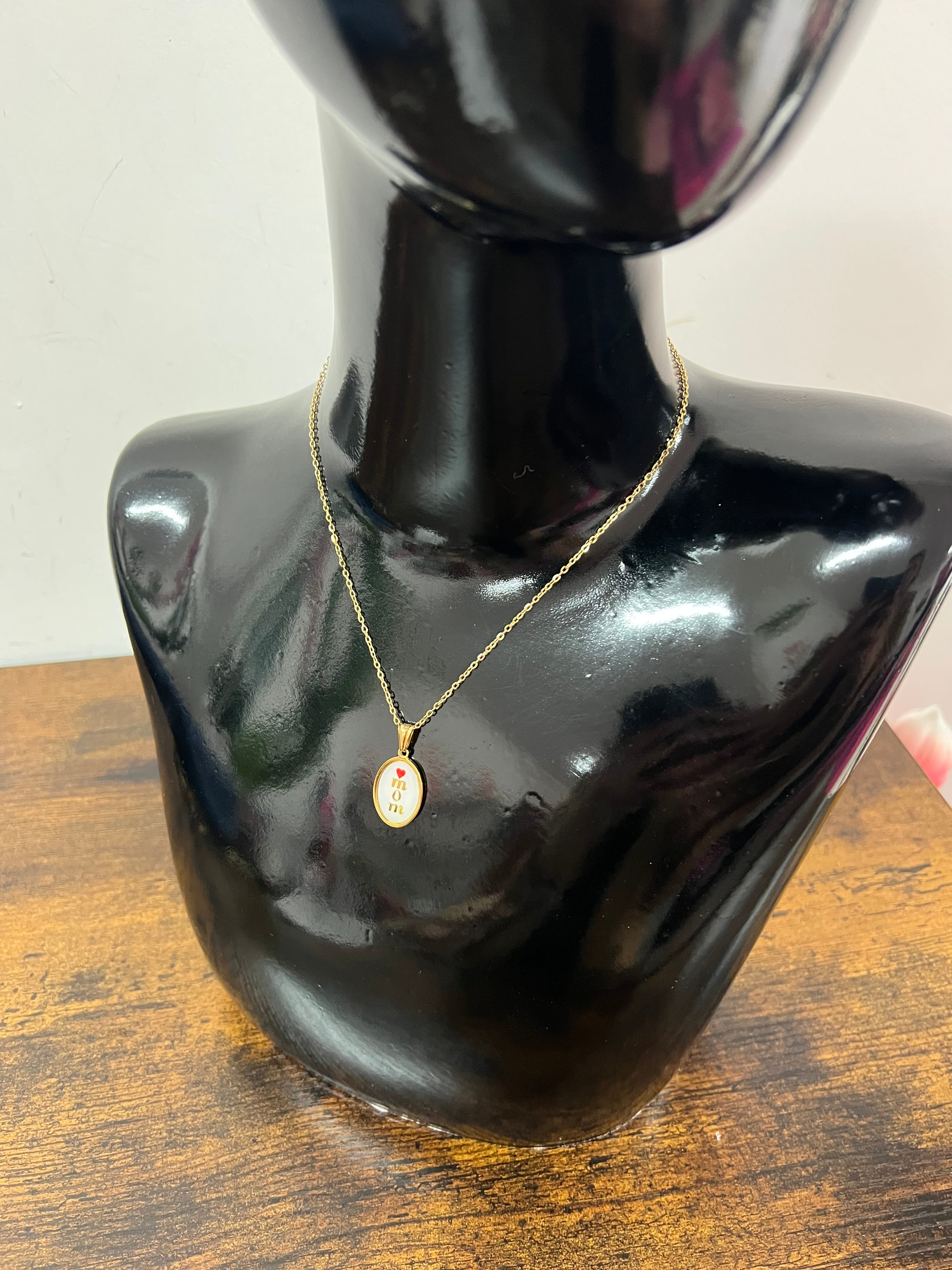 Oval pendant necklace mom