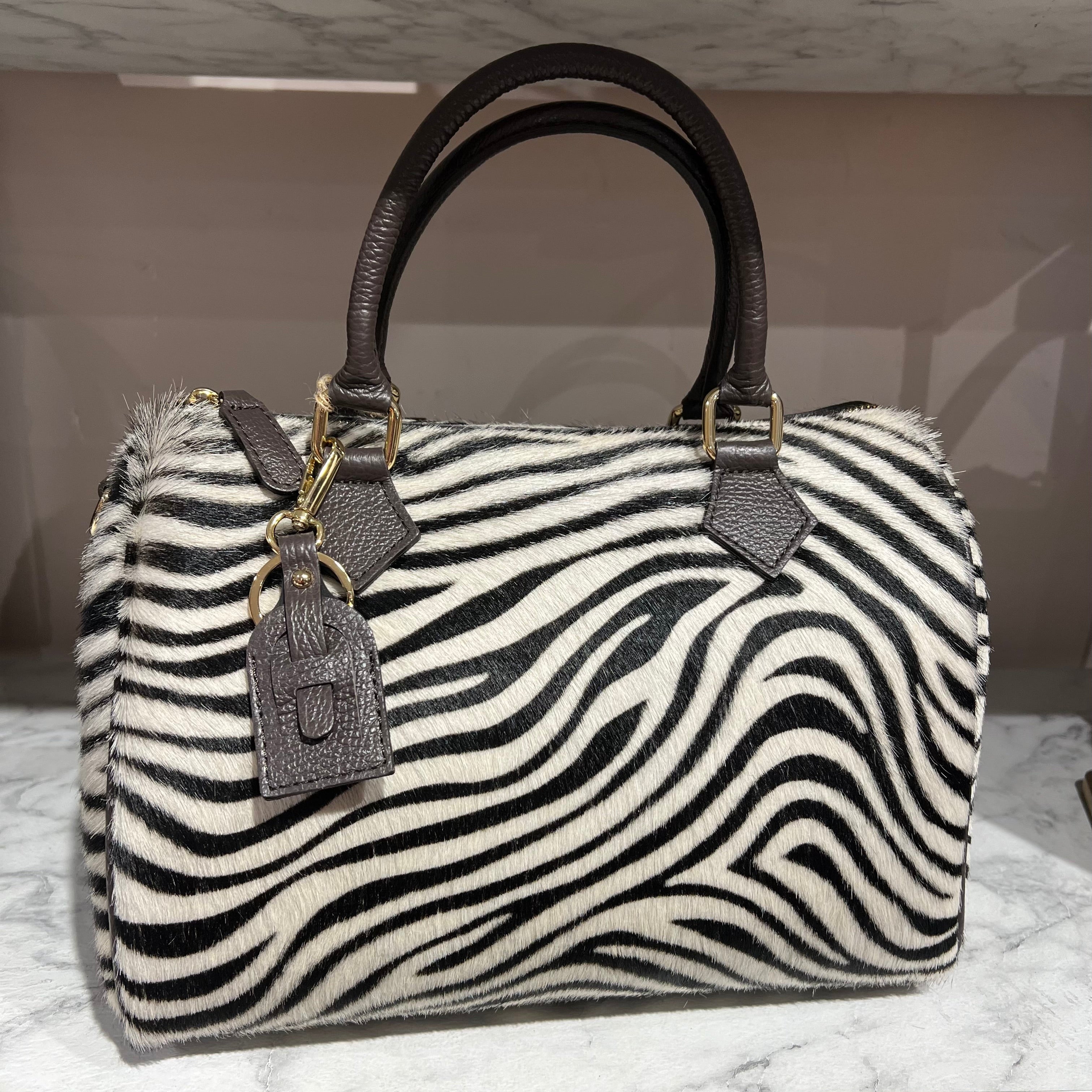 Bauletto maxi cavallino zebra bianco e nero
