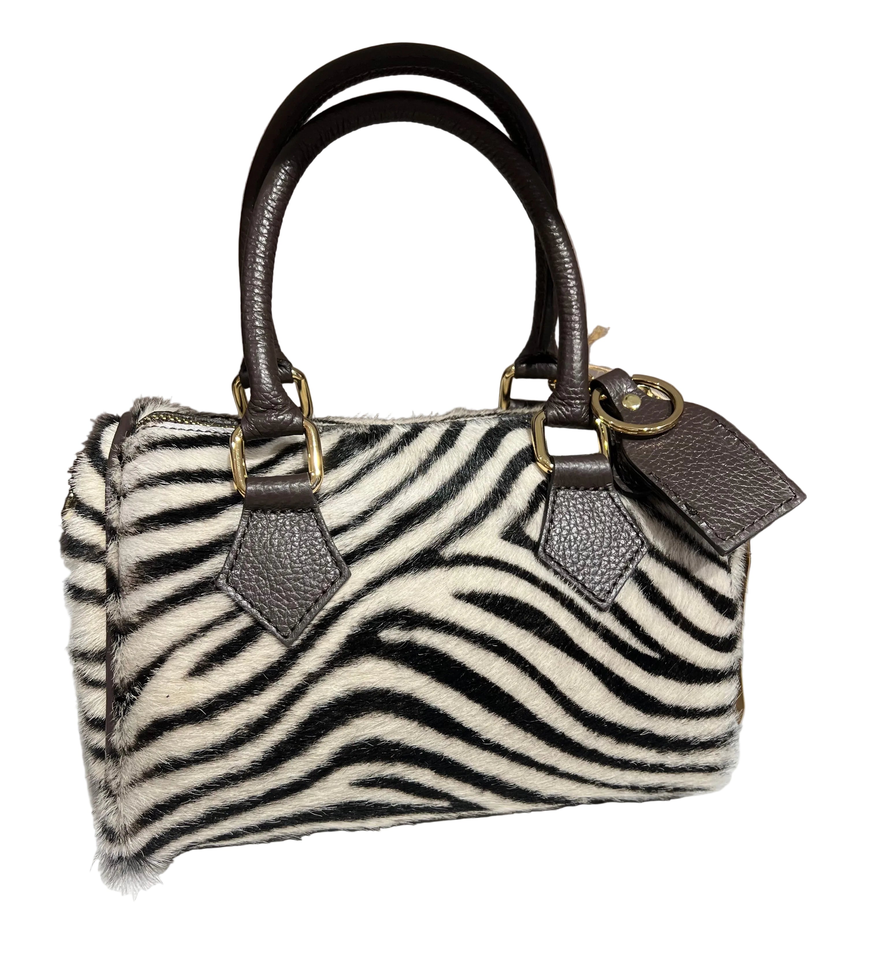 Bauletto mini cavallino zebra bianco e nero