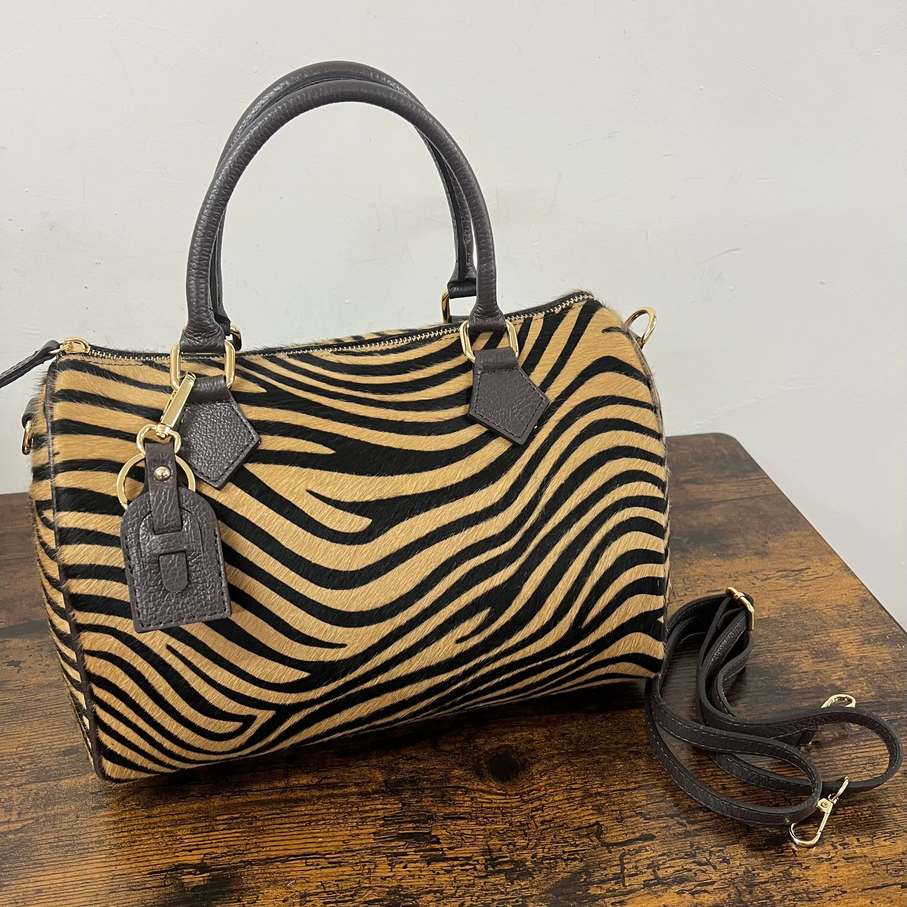 Bauletto maxi cavallino zebra marrone