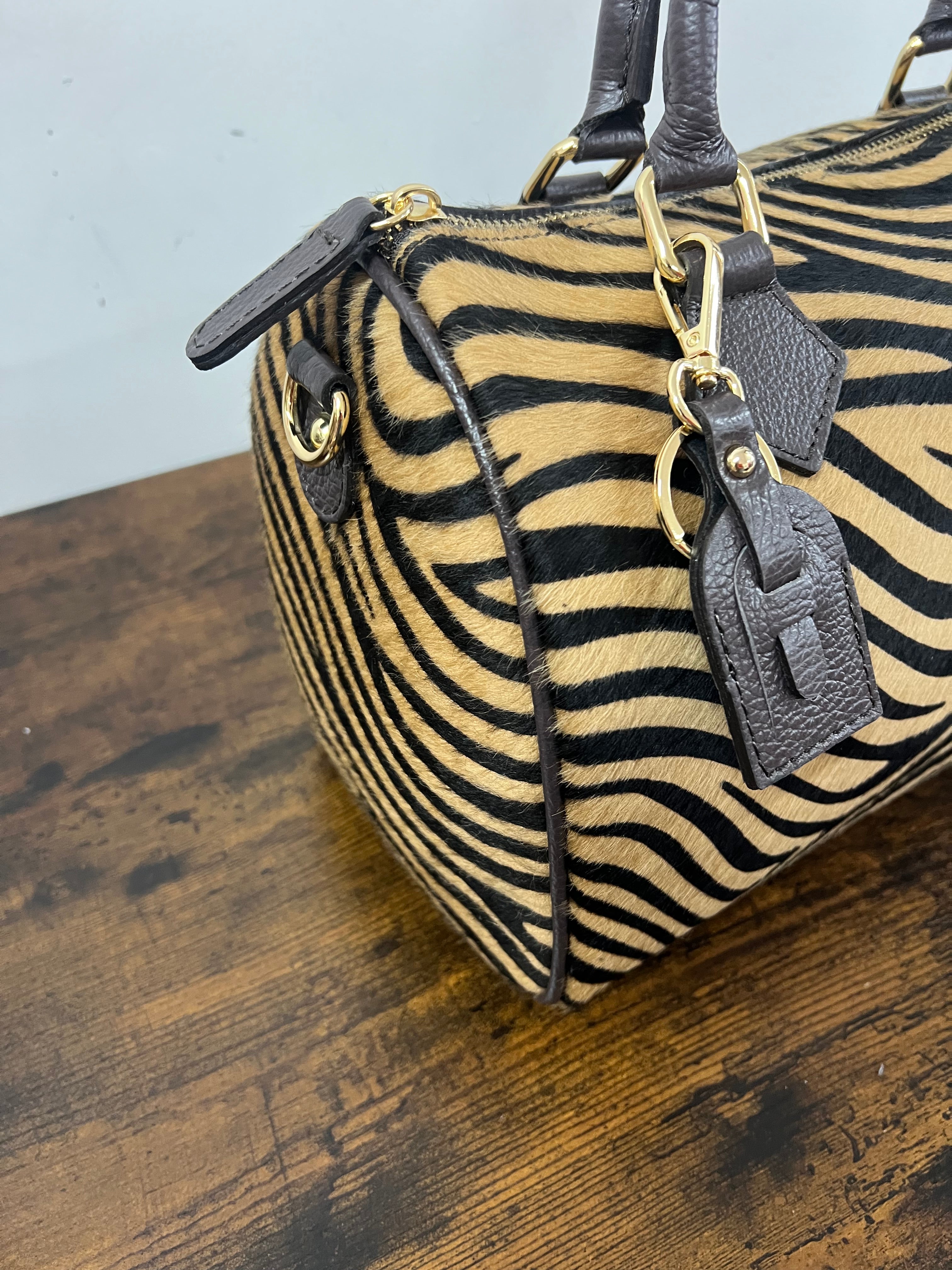 Bauletto maxi cavallino zebra marrone