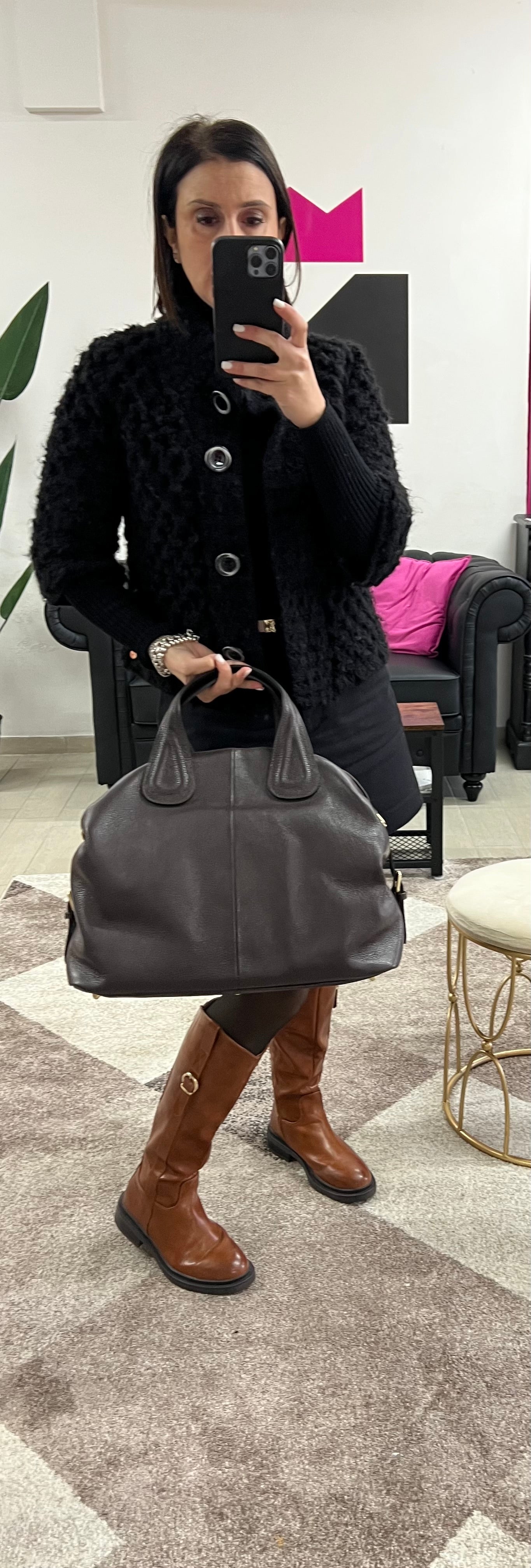 Cassandra dark brown tote bag