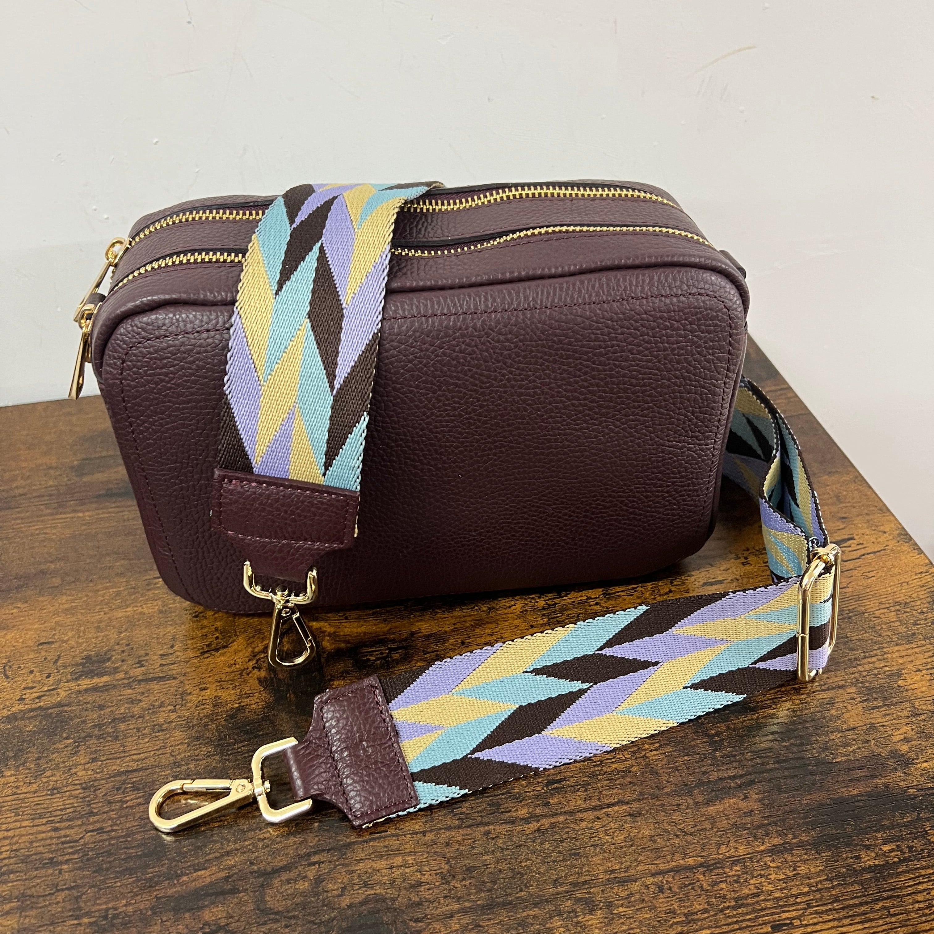 Tracolla tris bordeaux e lilla