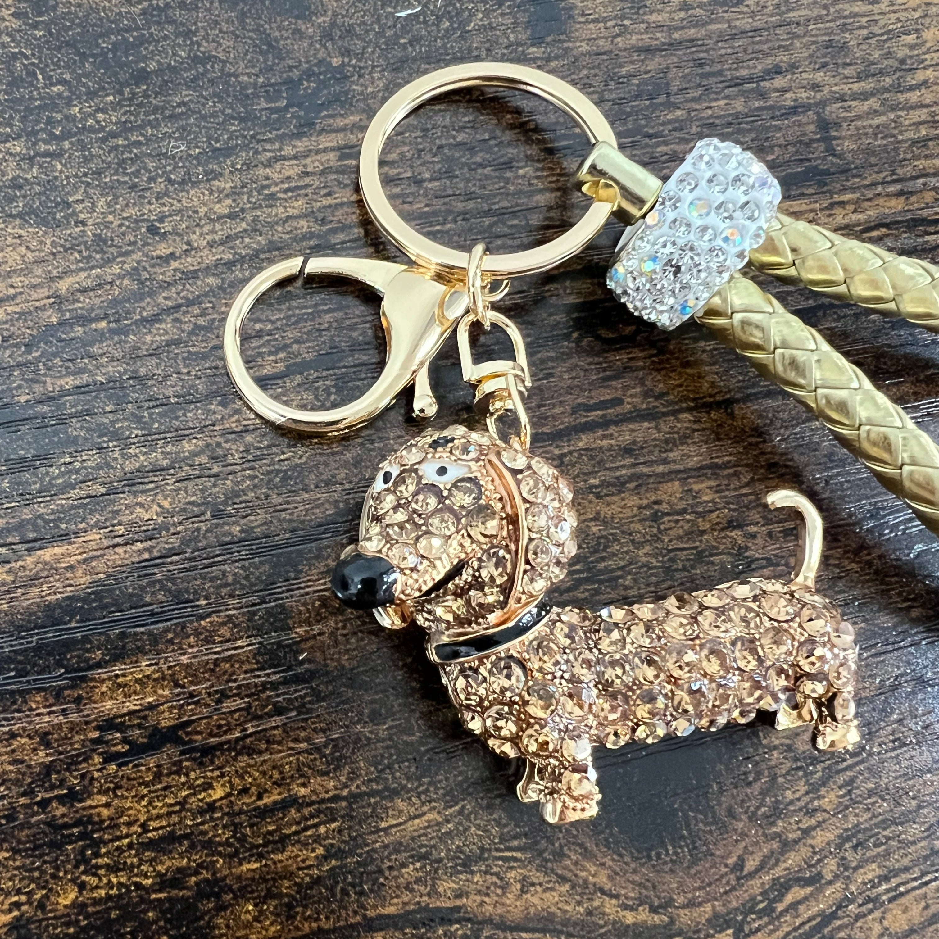 Portachiavi bassotto strass oro