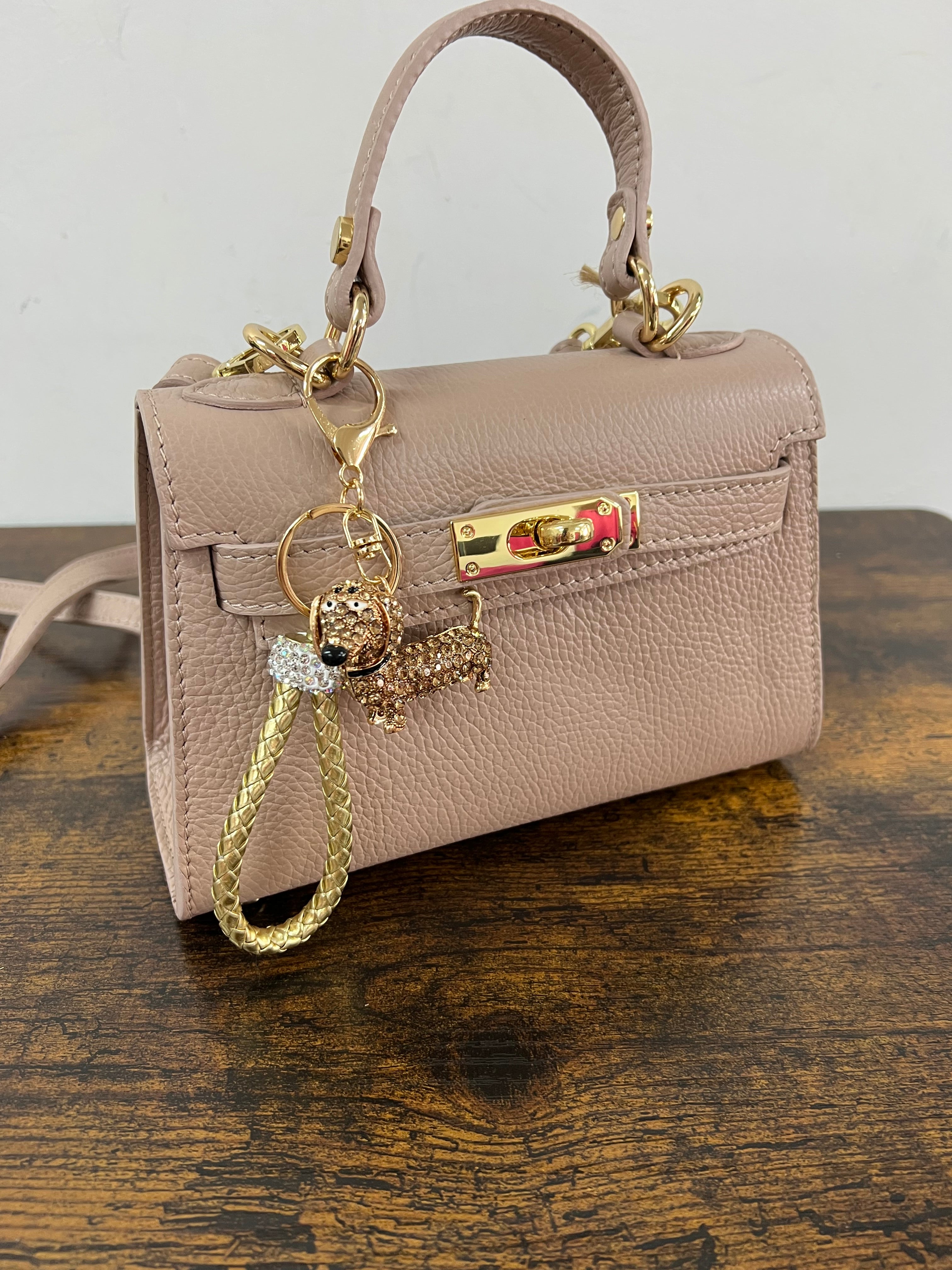 Portachiavi bassotto strass oro