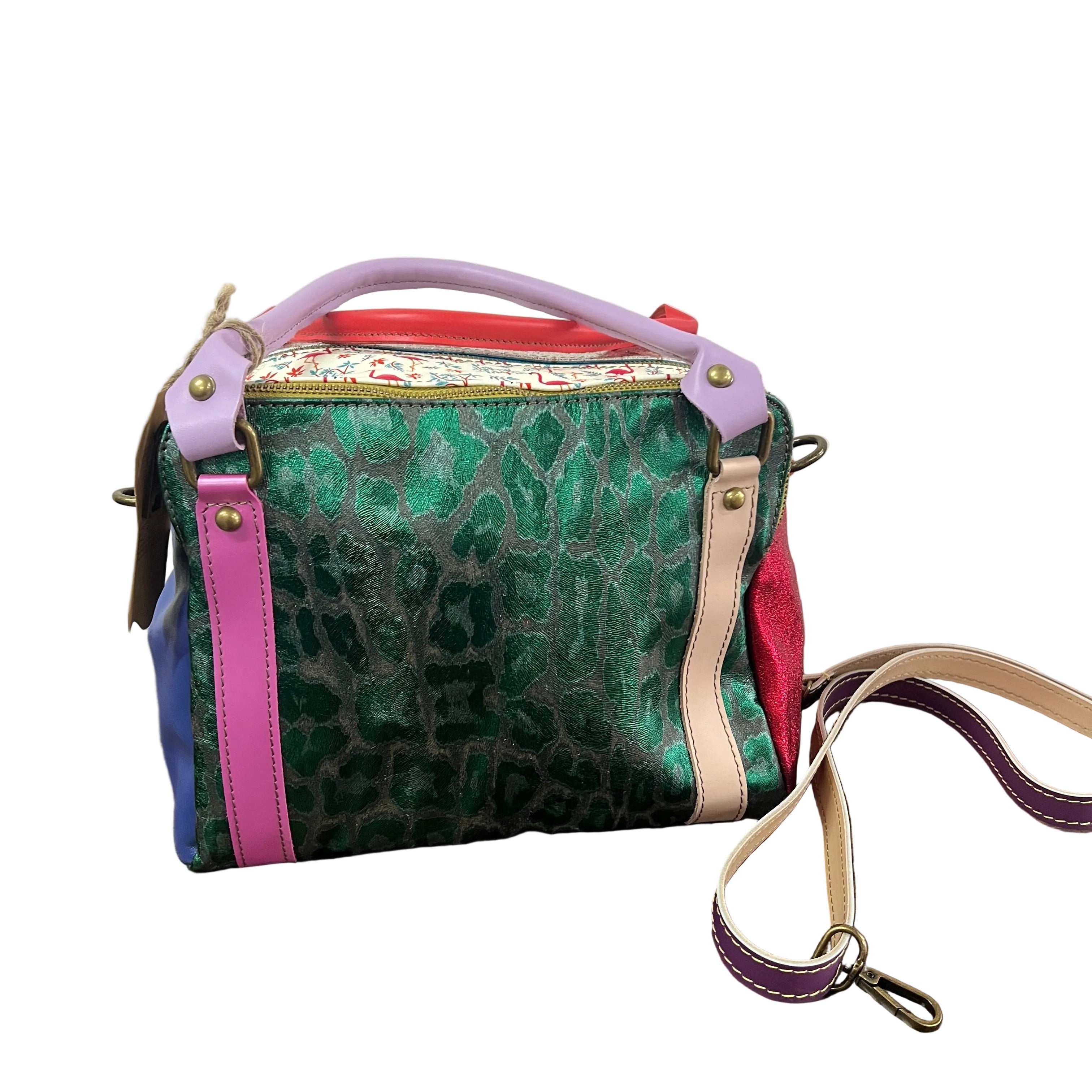 Country quadrotta patchwork verde mac e viola tenue