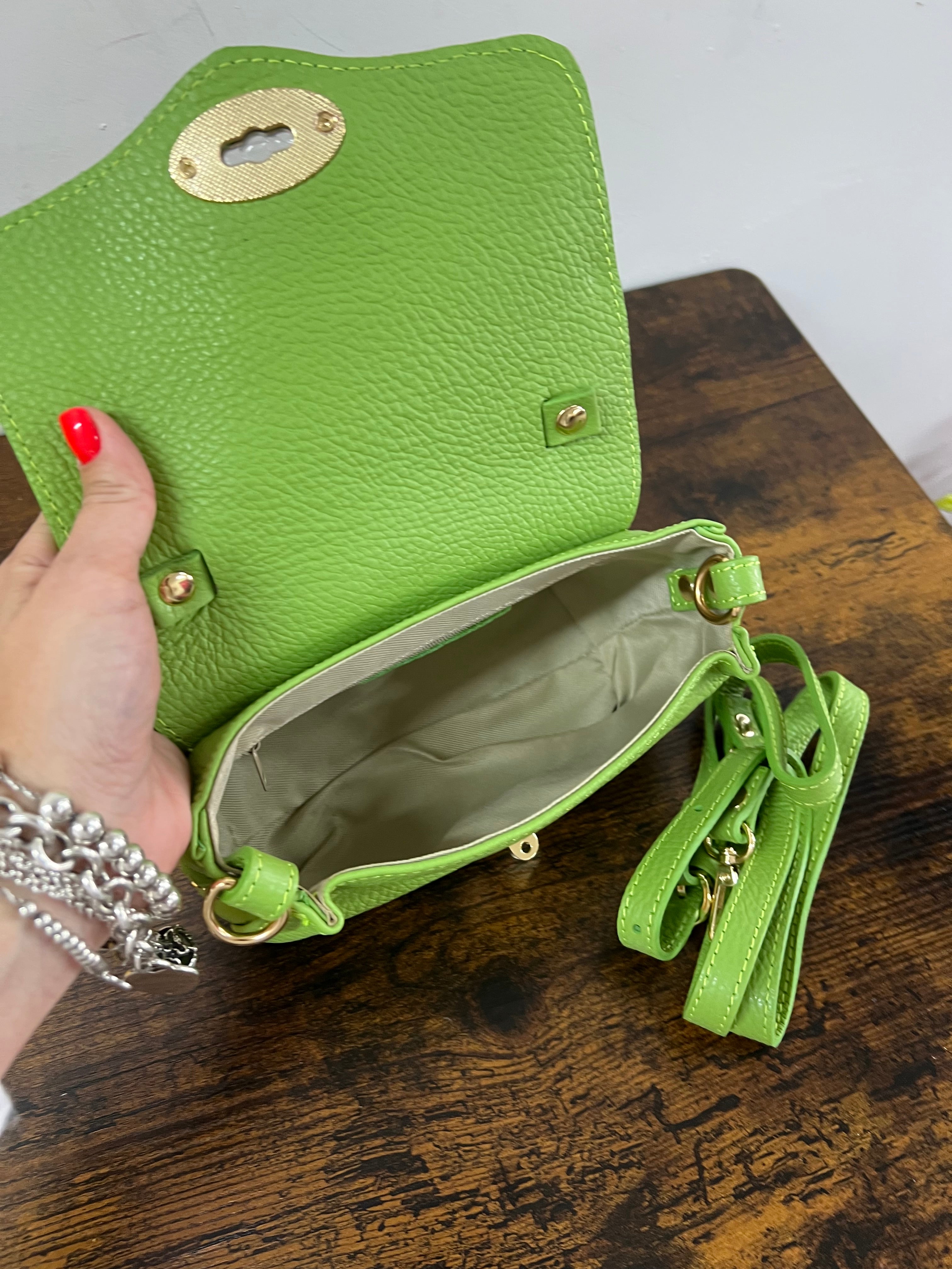 Country bag monocolore z pocket verde acido