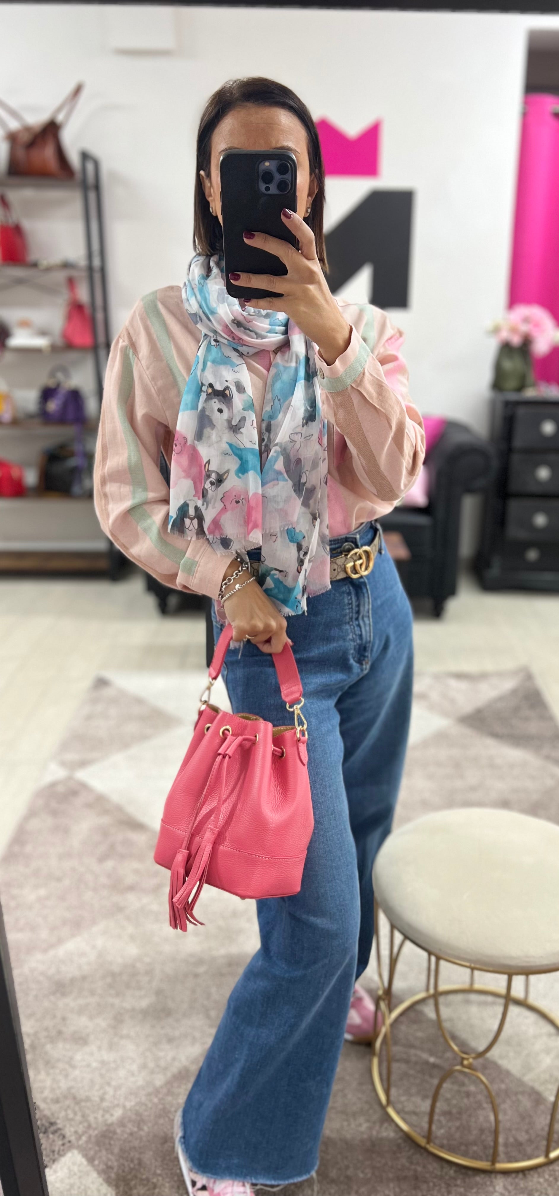 Sacchetto frange mini rose gothic e pashmina dog