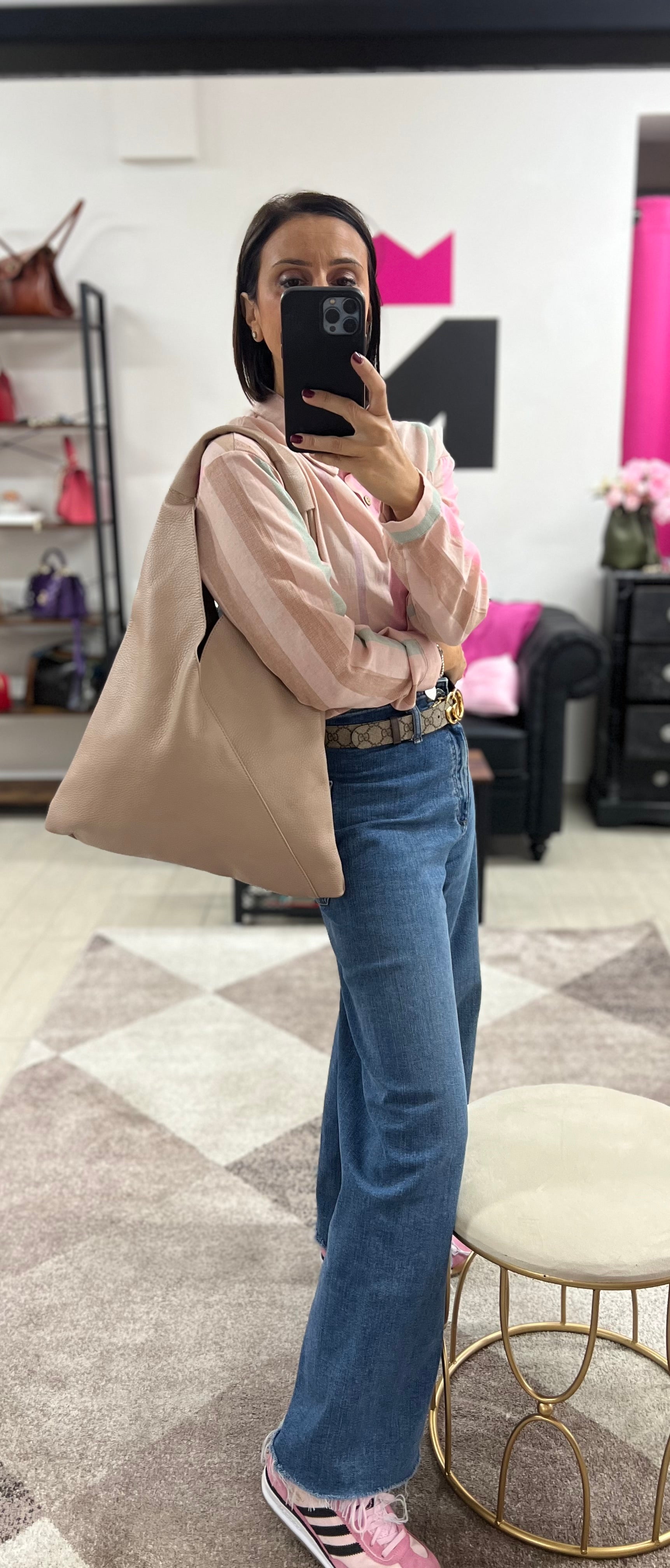 Shopper Michela nude e portapassaporto