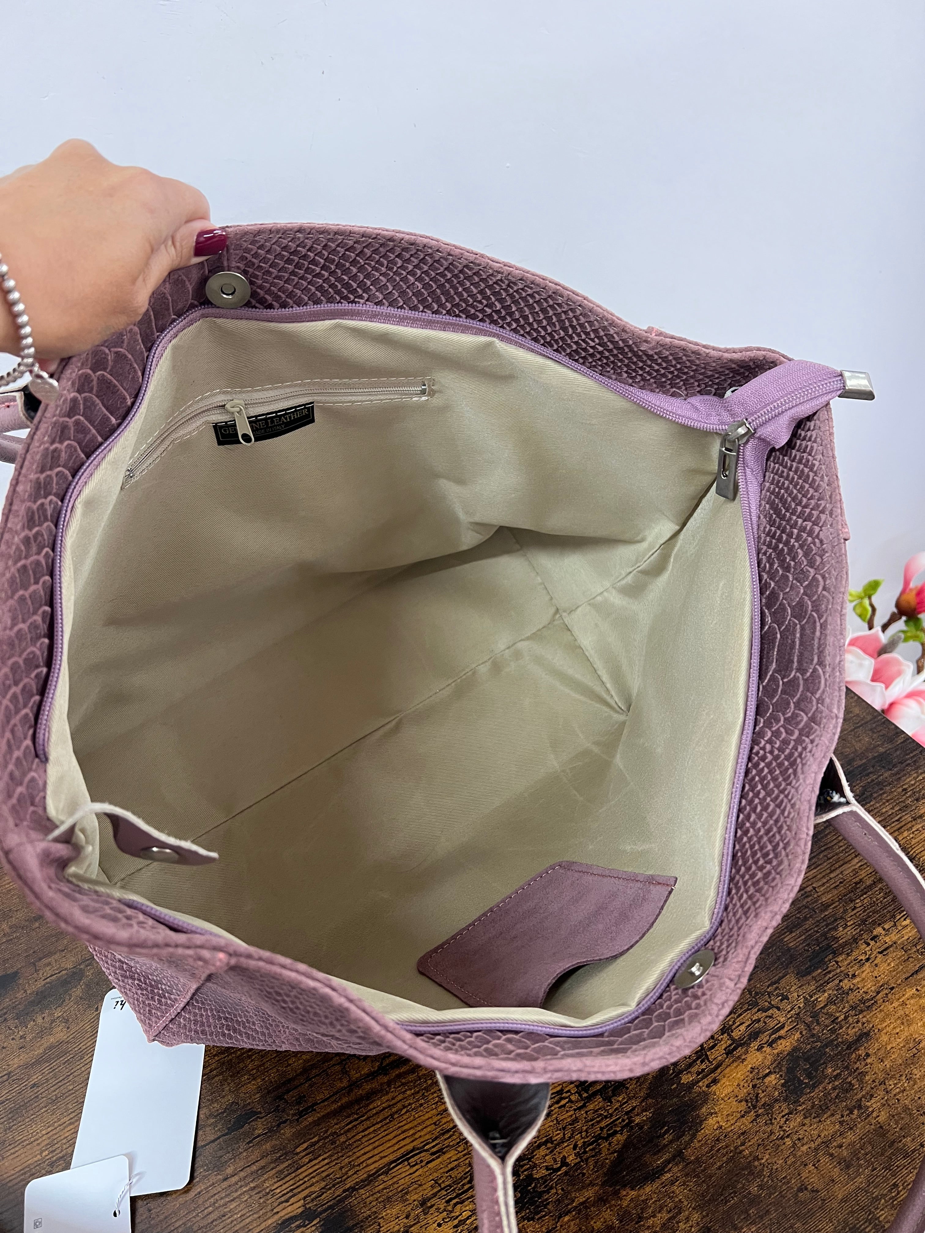 Tote bag cocco rosa antico e pashmina jacquard