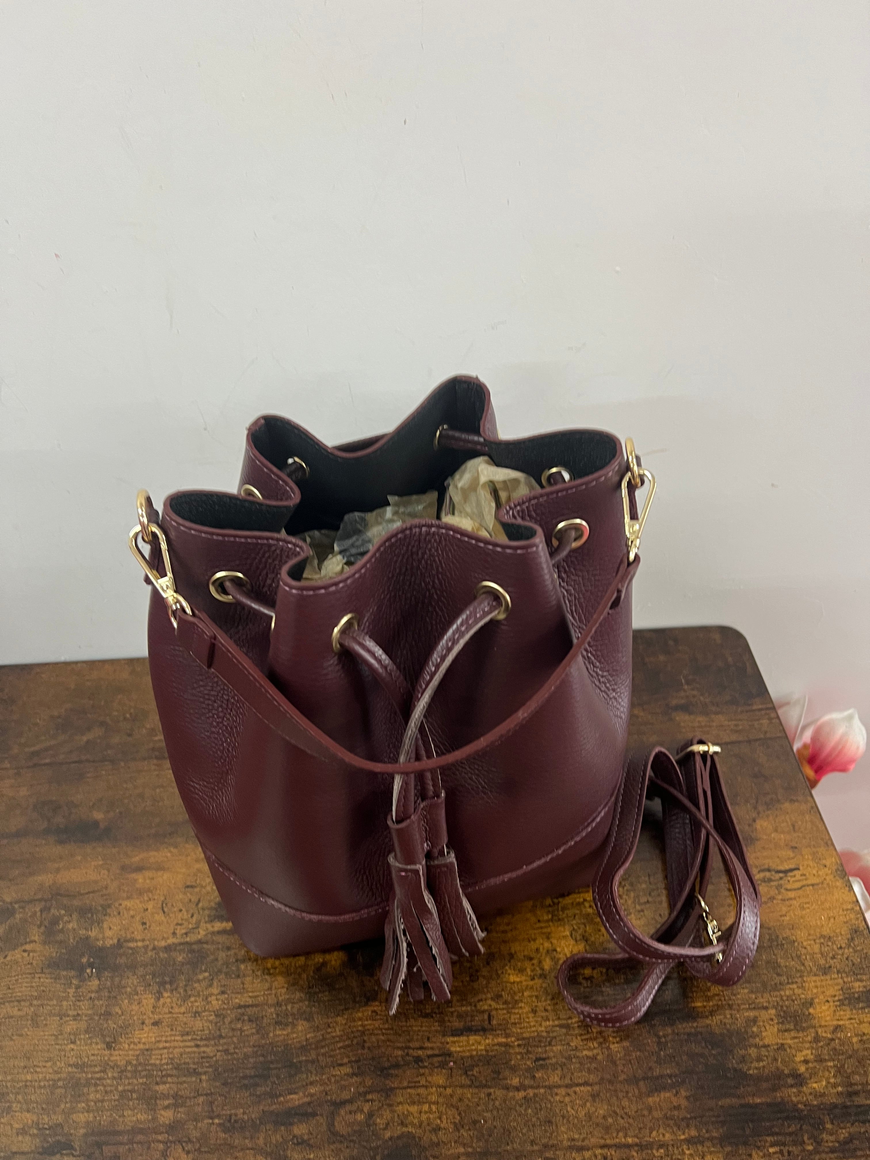 Sacchetto frange maxi bordeaux
