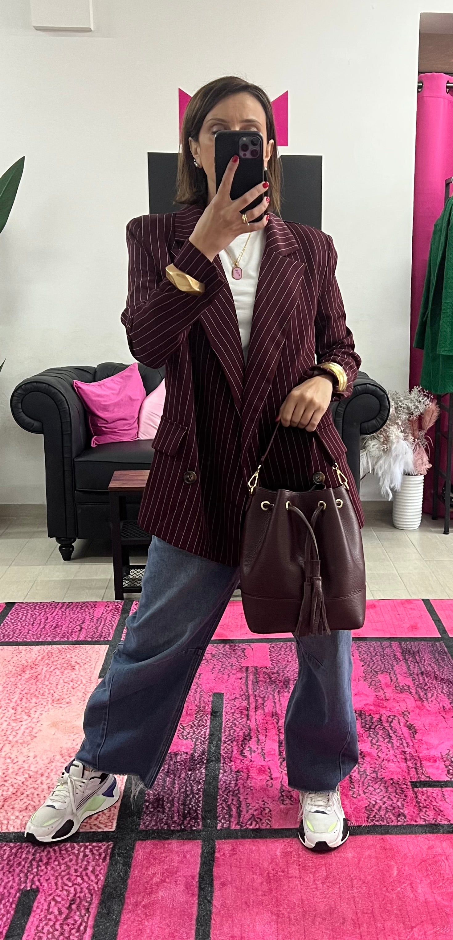 Sacchetto frange maxi bordeaux