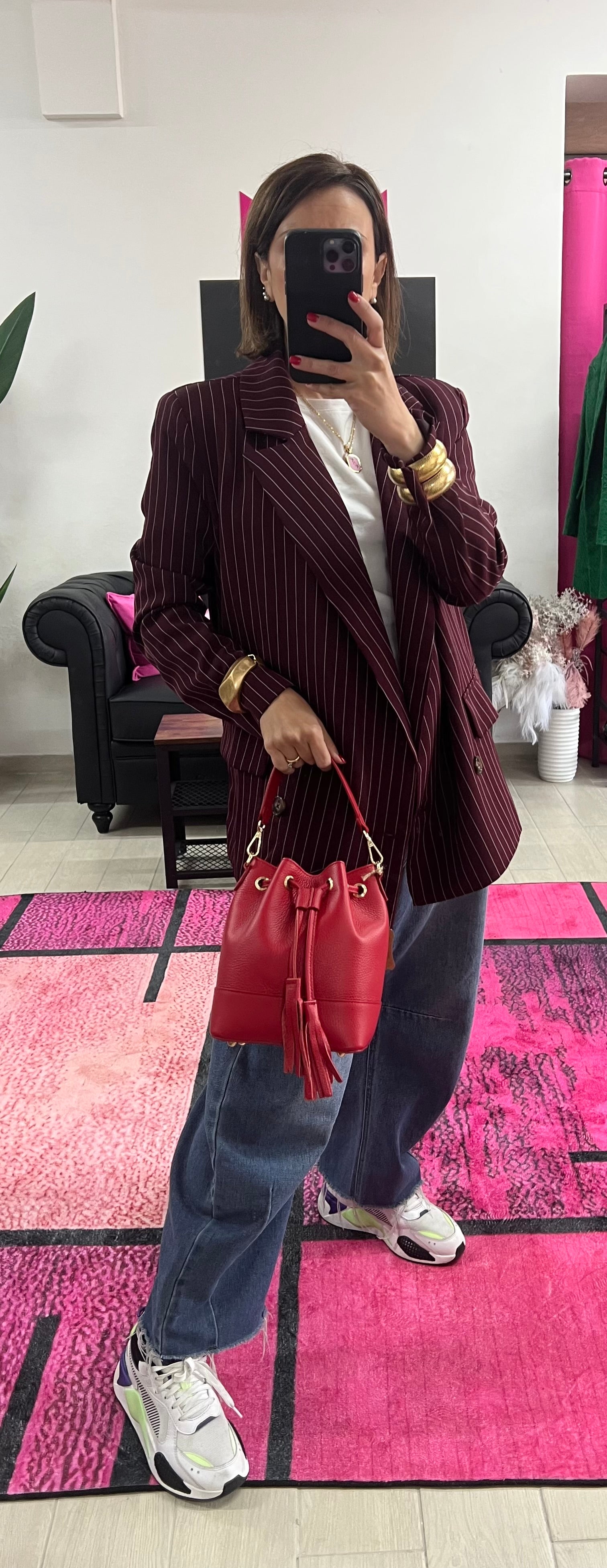 Sacchetto frange mini rosso