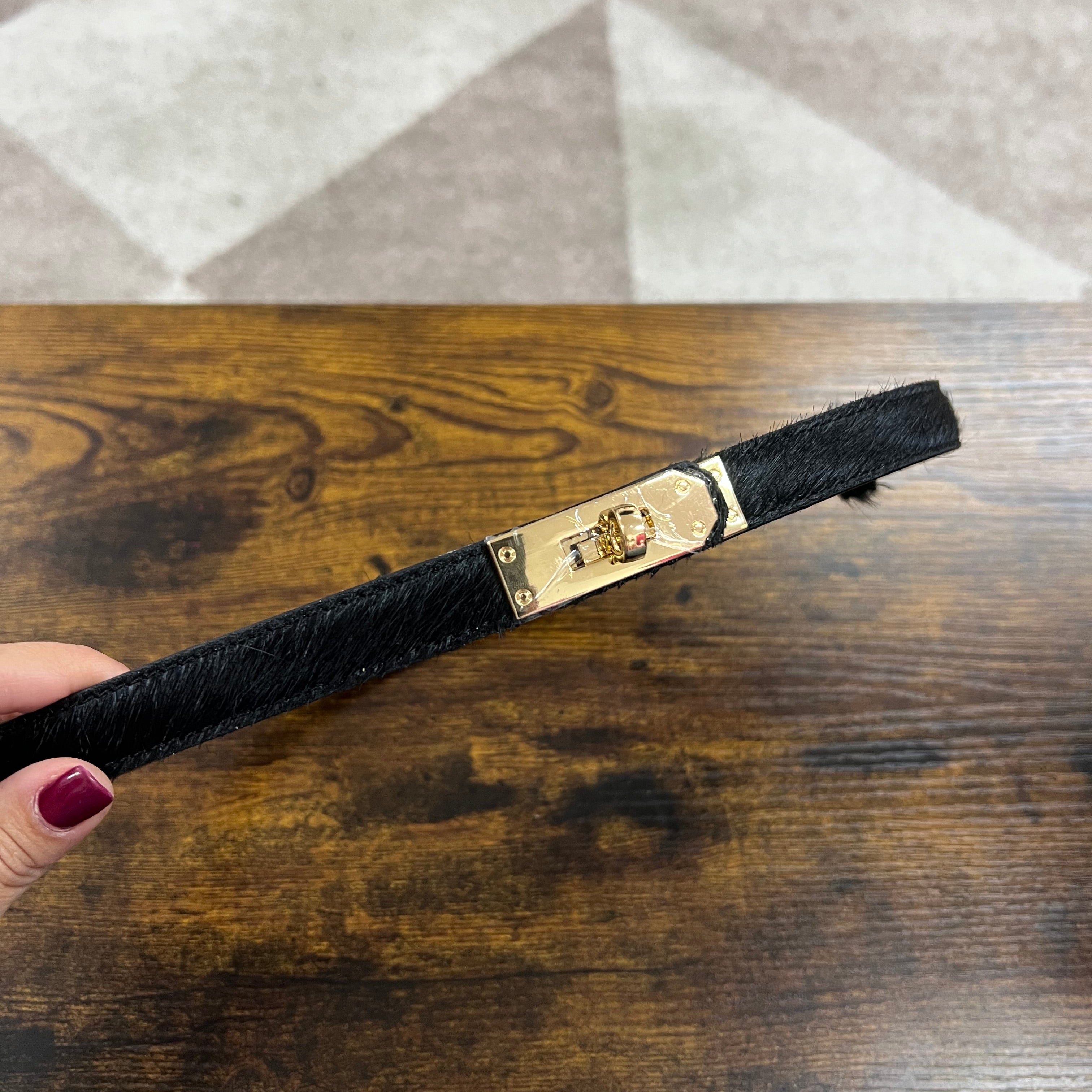 Cintura senza buchi cavallino total black