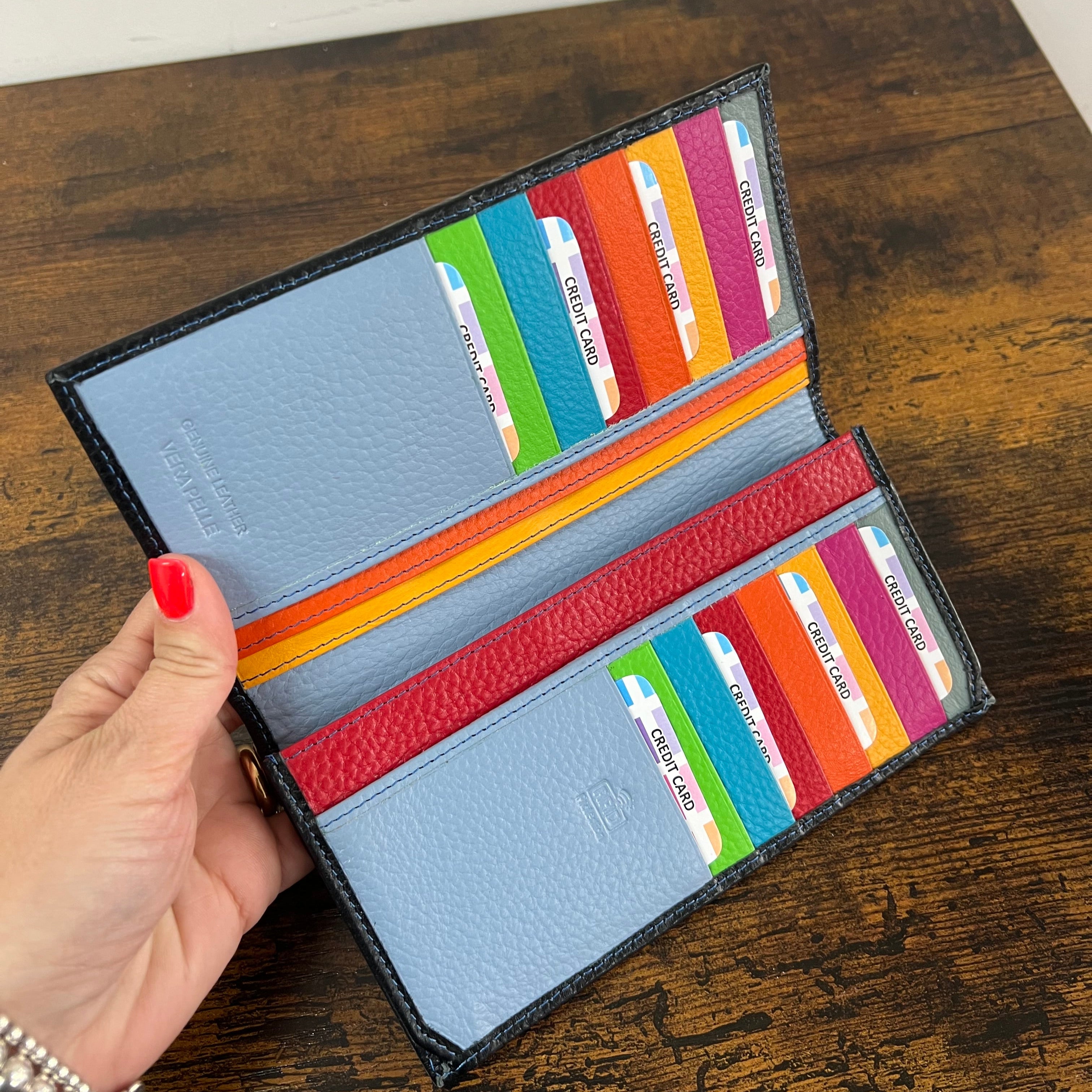 Portacarte big open blu navy