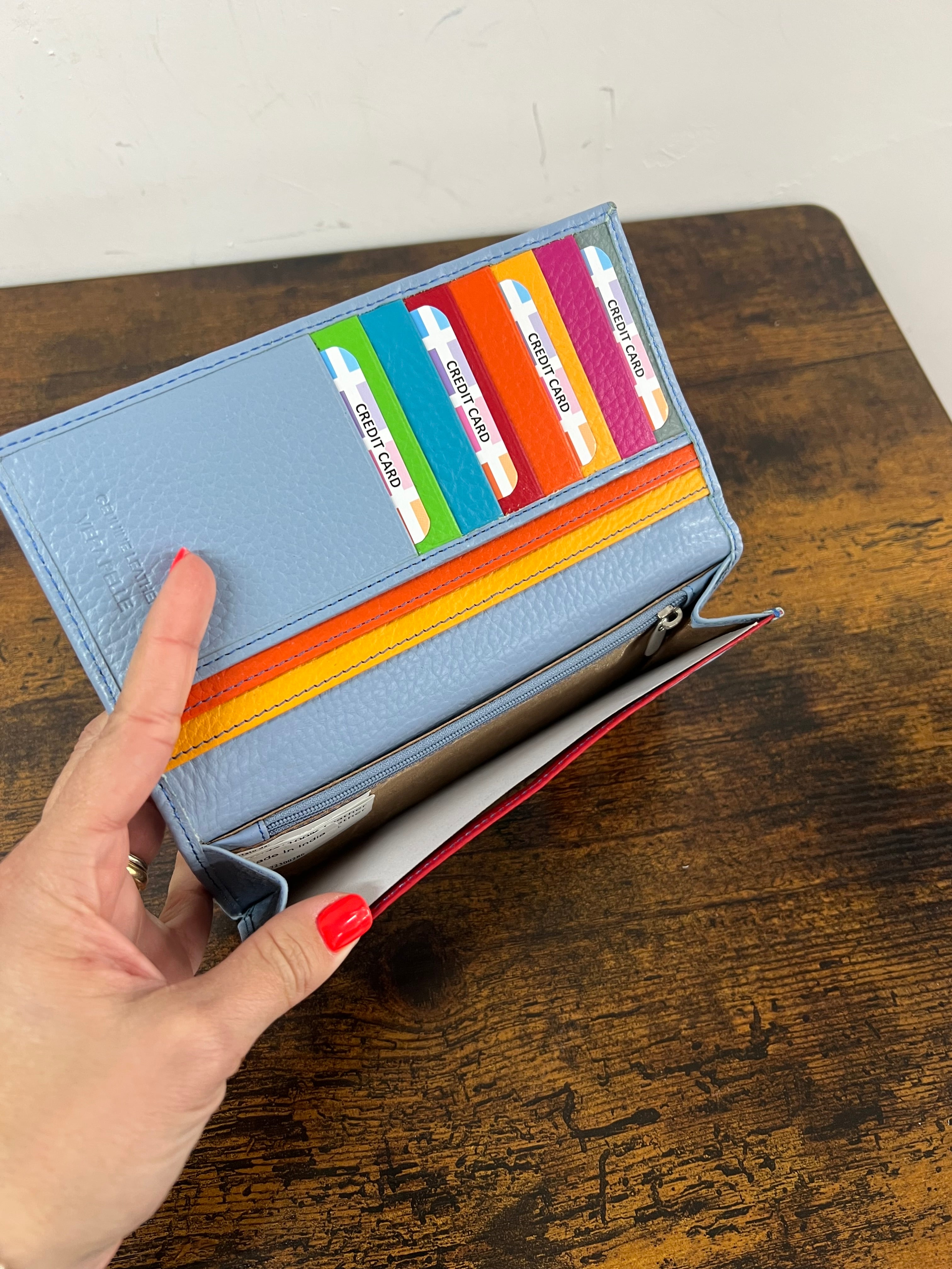 Large sage green card holder
