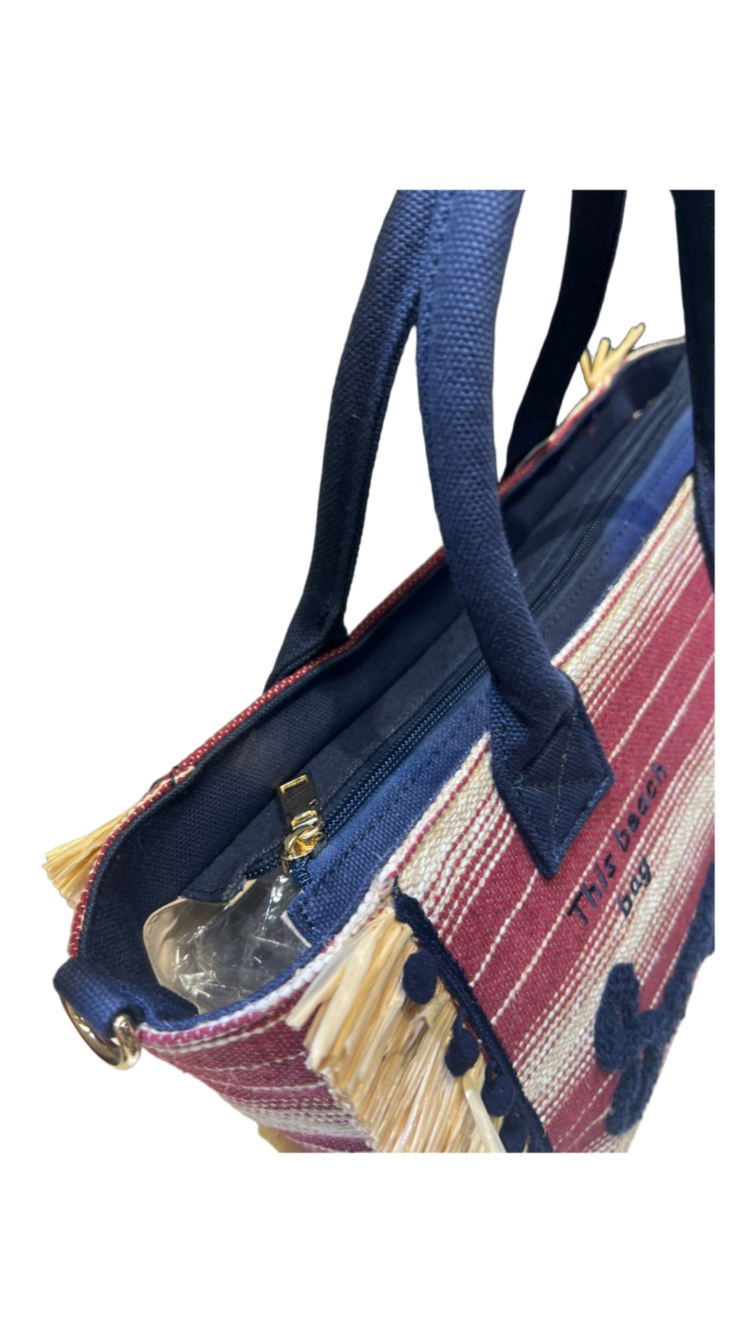 Shopper tessuto e rafia summer vibes burgundy