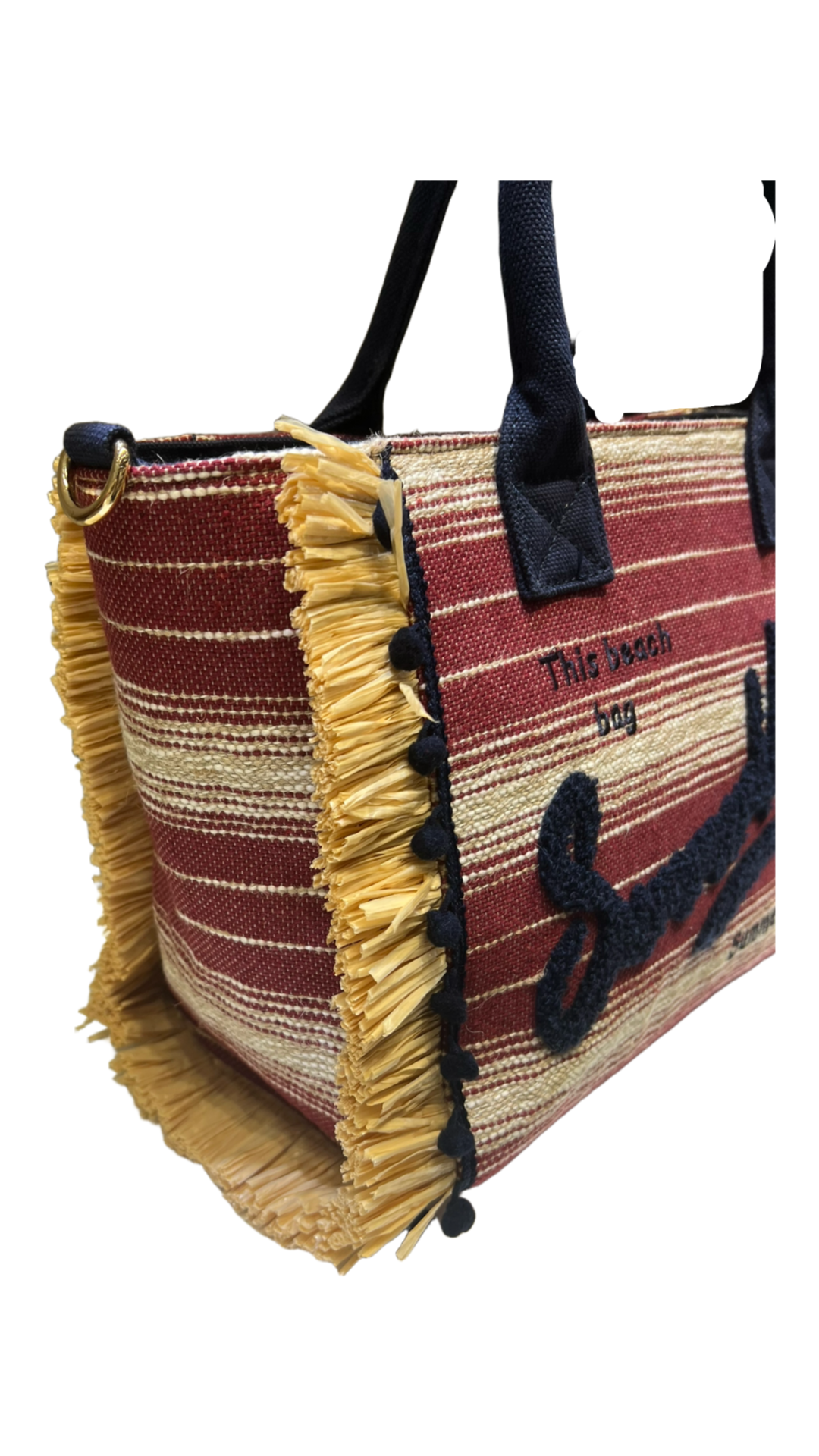 Shopper tessuto e rafia summer vibes burgundy