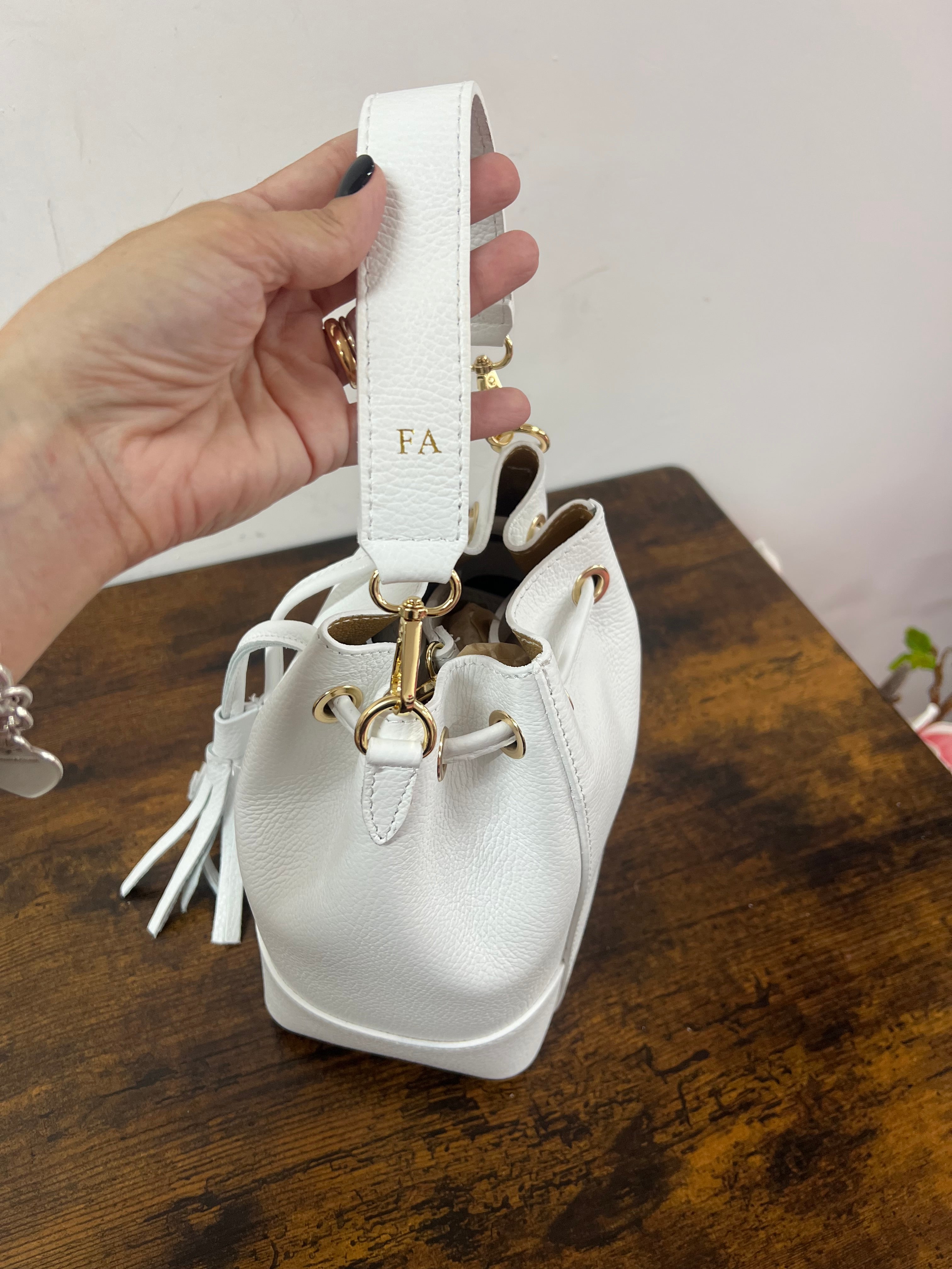 Sacchetto frange mini bianco