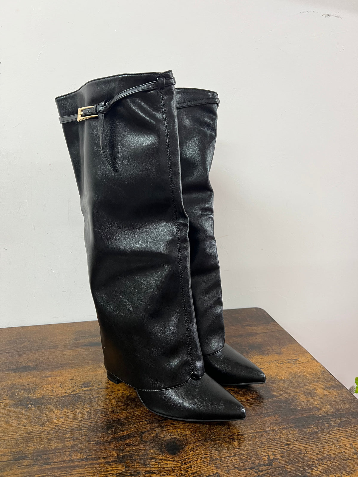 Stivale fibbietta double nero