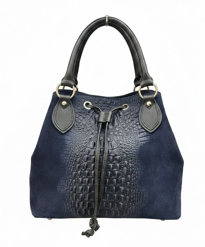 Sacca croco blu navy