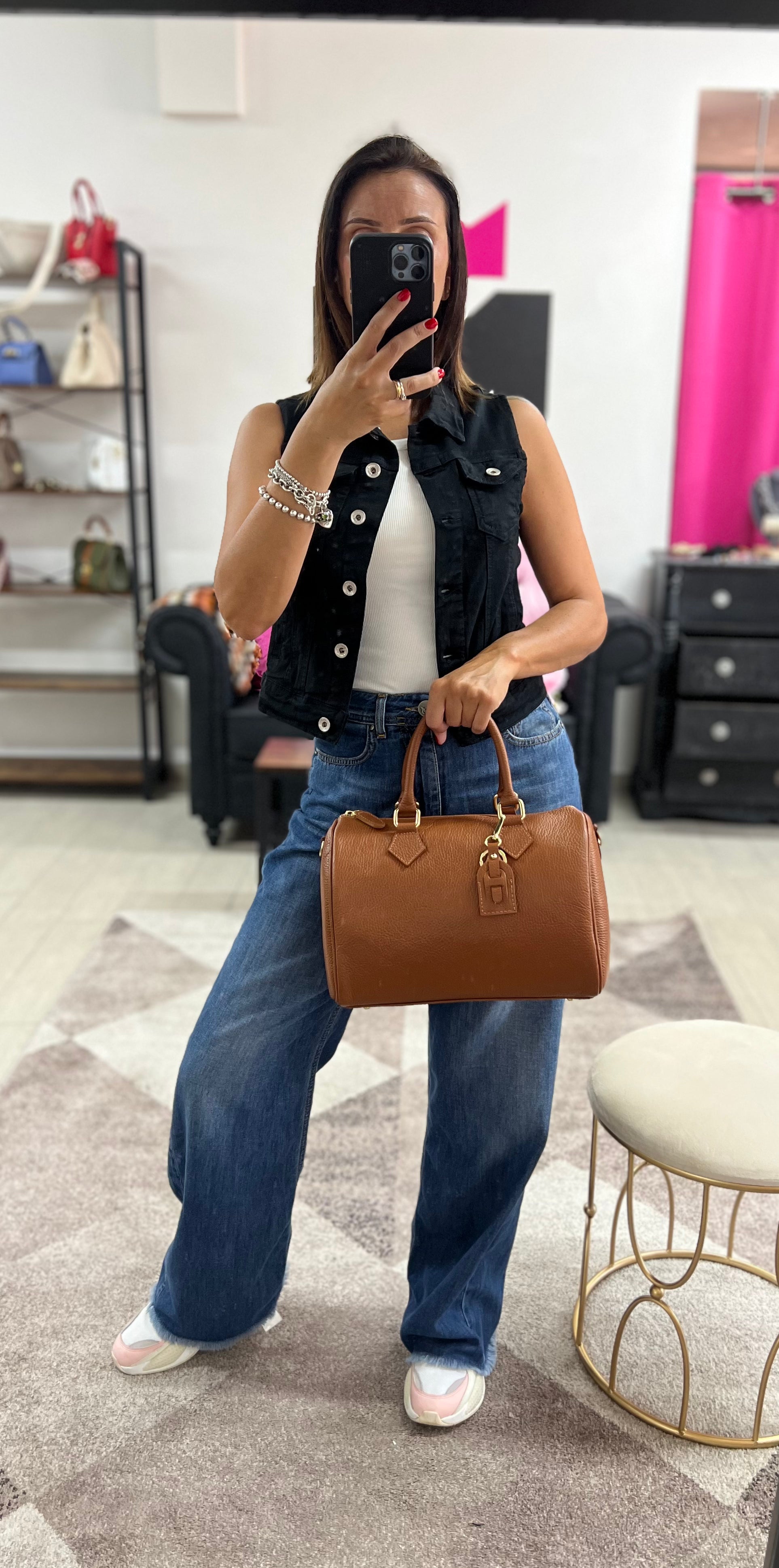 Bauletto maxi cuoio scuro