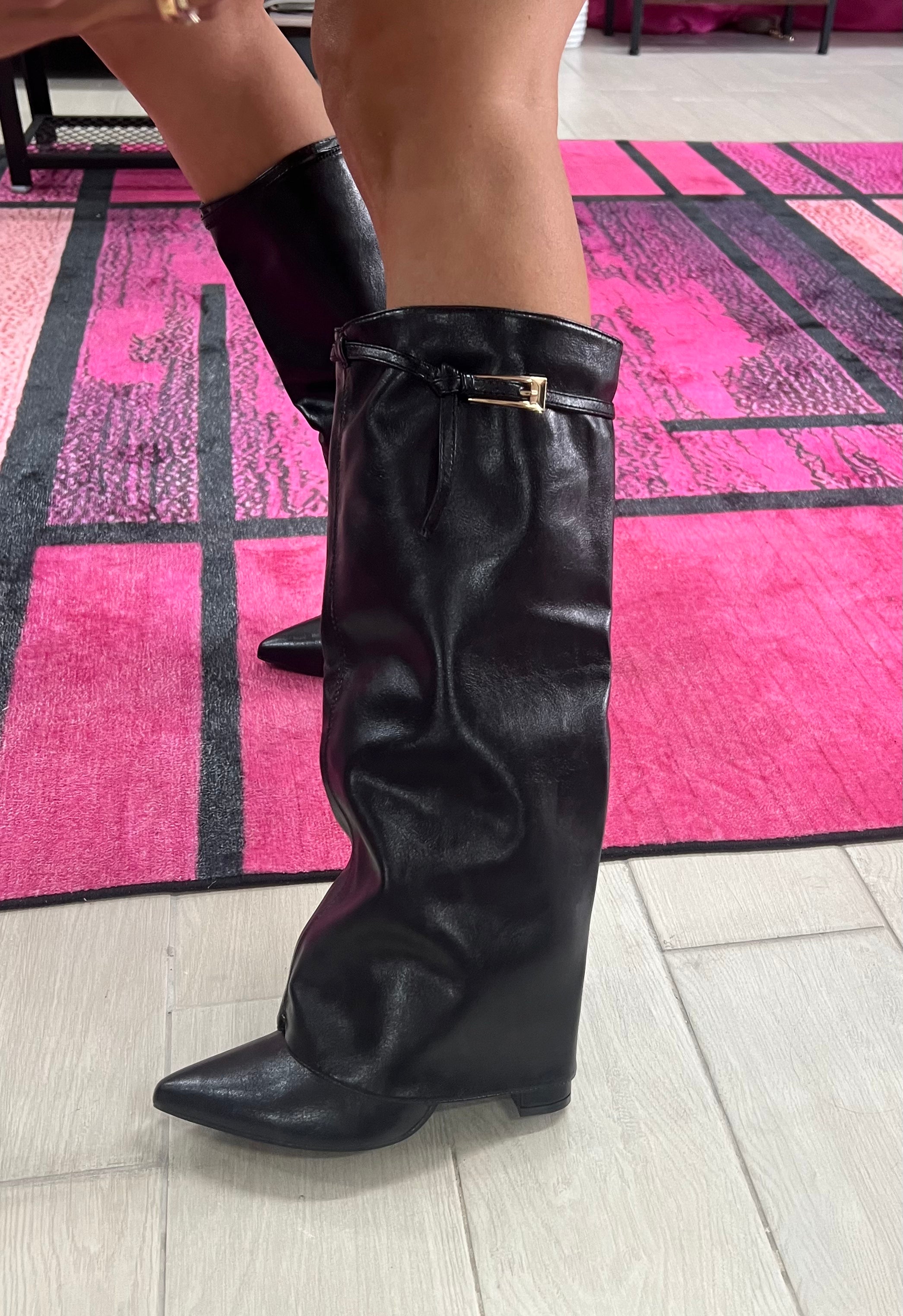Stivale fibbietta double nero