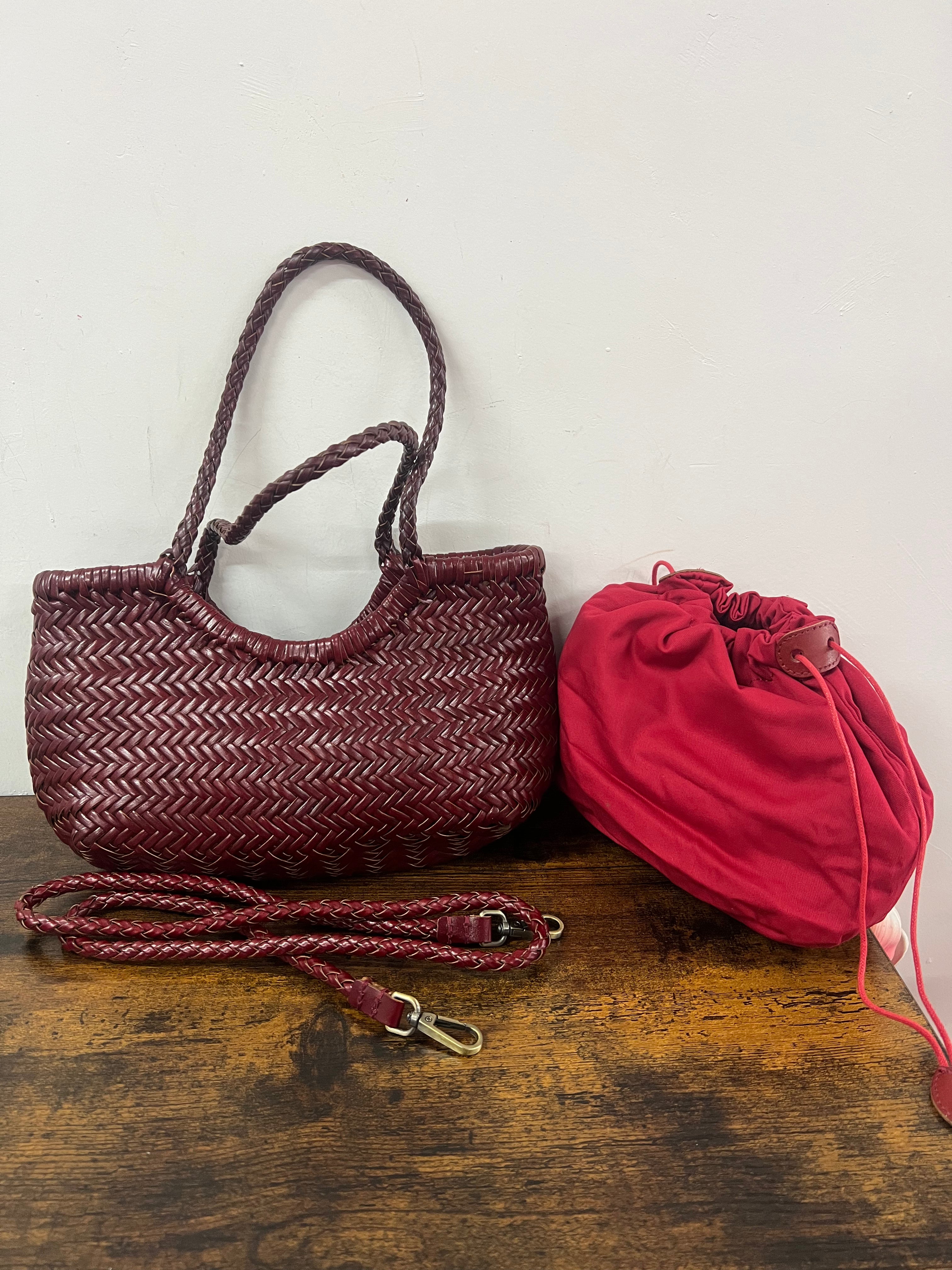 Basket mini intrecciata bordeaux